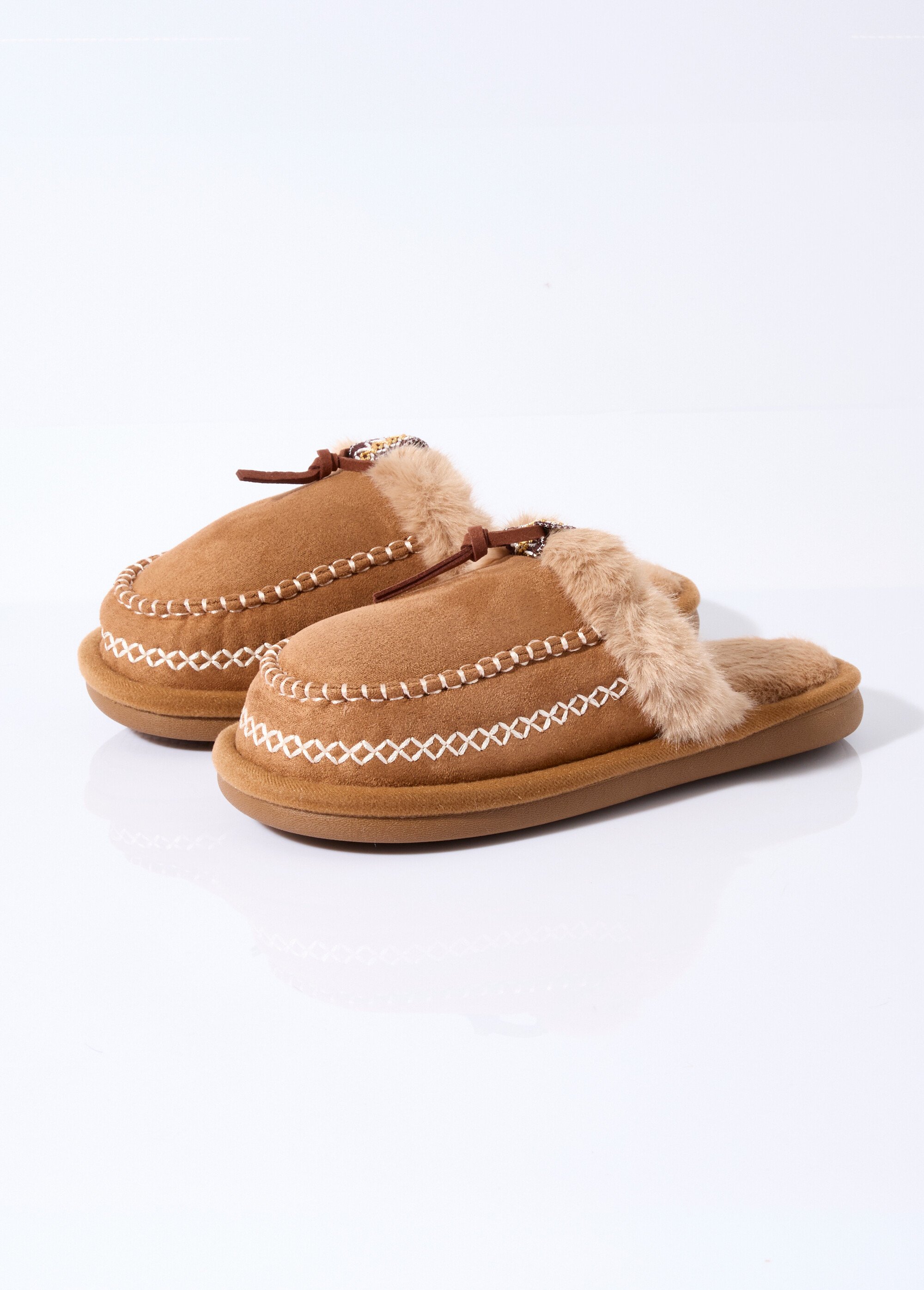 Mocassins fourrés, avec dessus suédine Femme Marron LBS-DMH9718 DE1