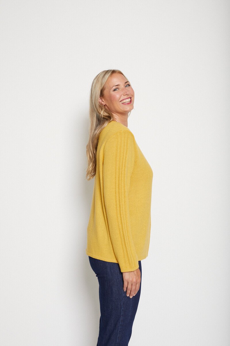 Pull fantaisie reliefée manches longues Femme Jaune PLUMIER DR1