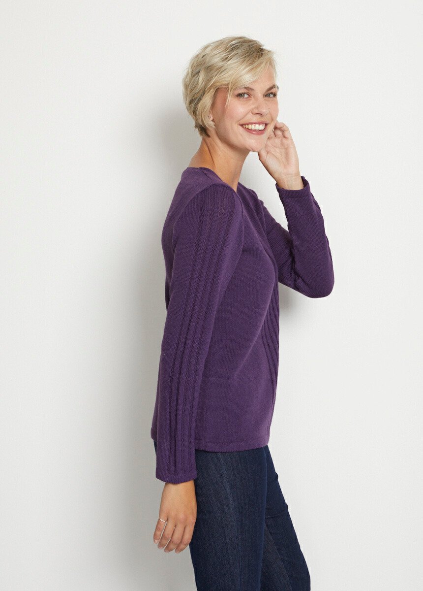 Pull fantaisie reliefée manches longues Femme Violet PLUMIER DR1