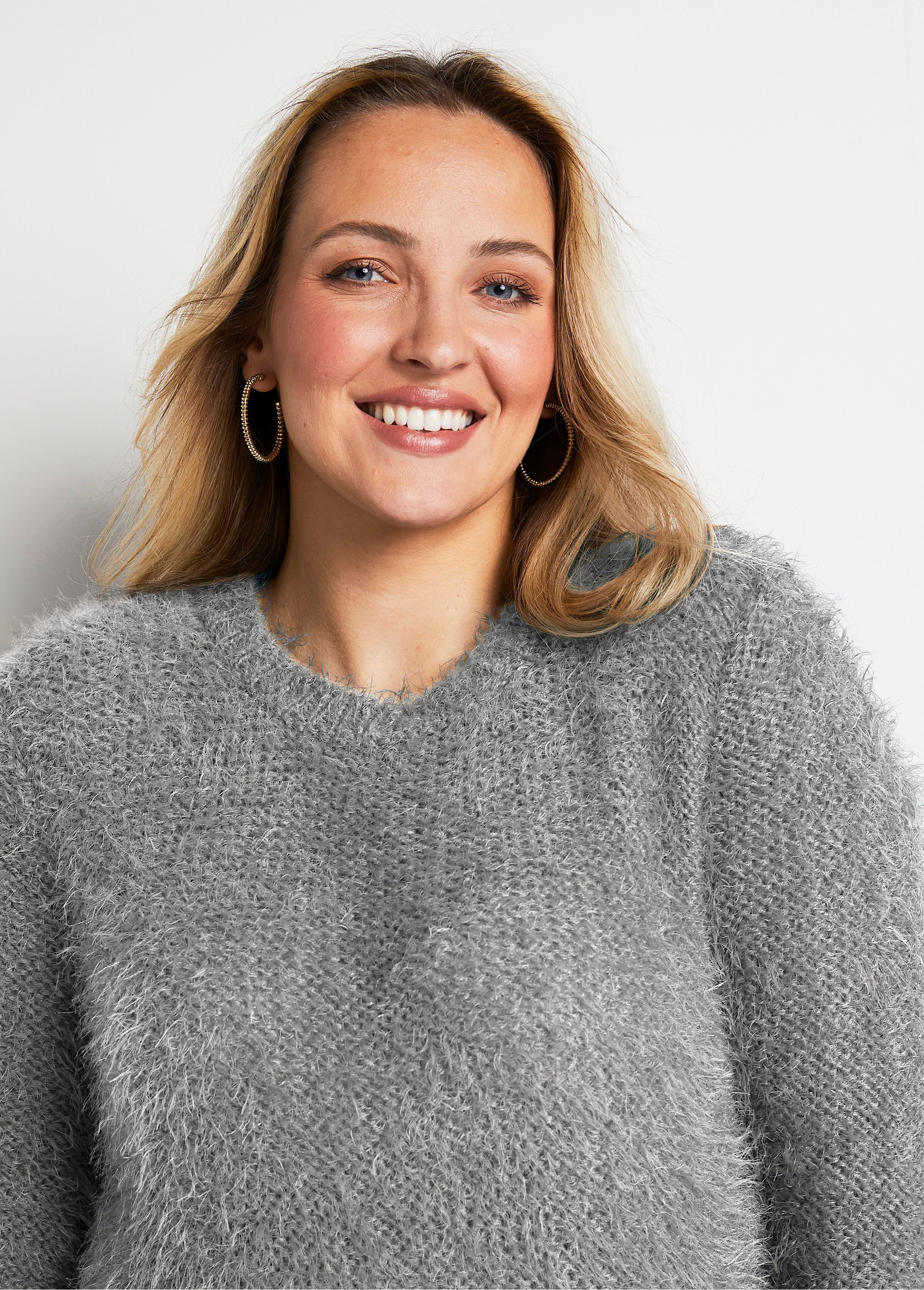 Pull maille douce effet poilu