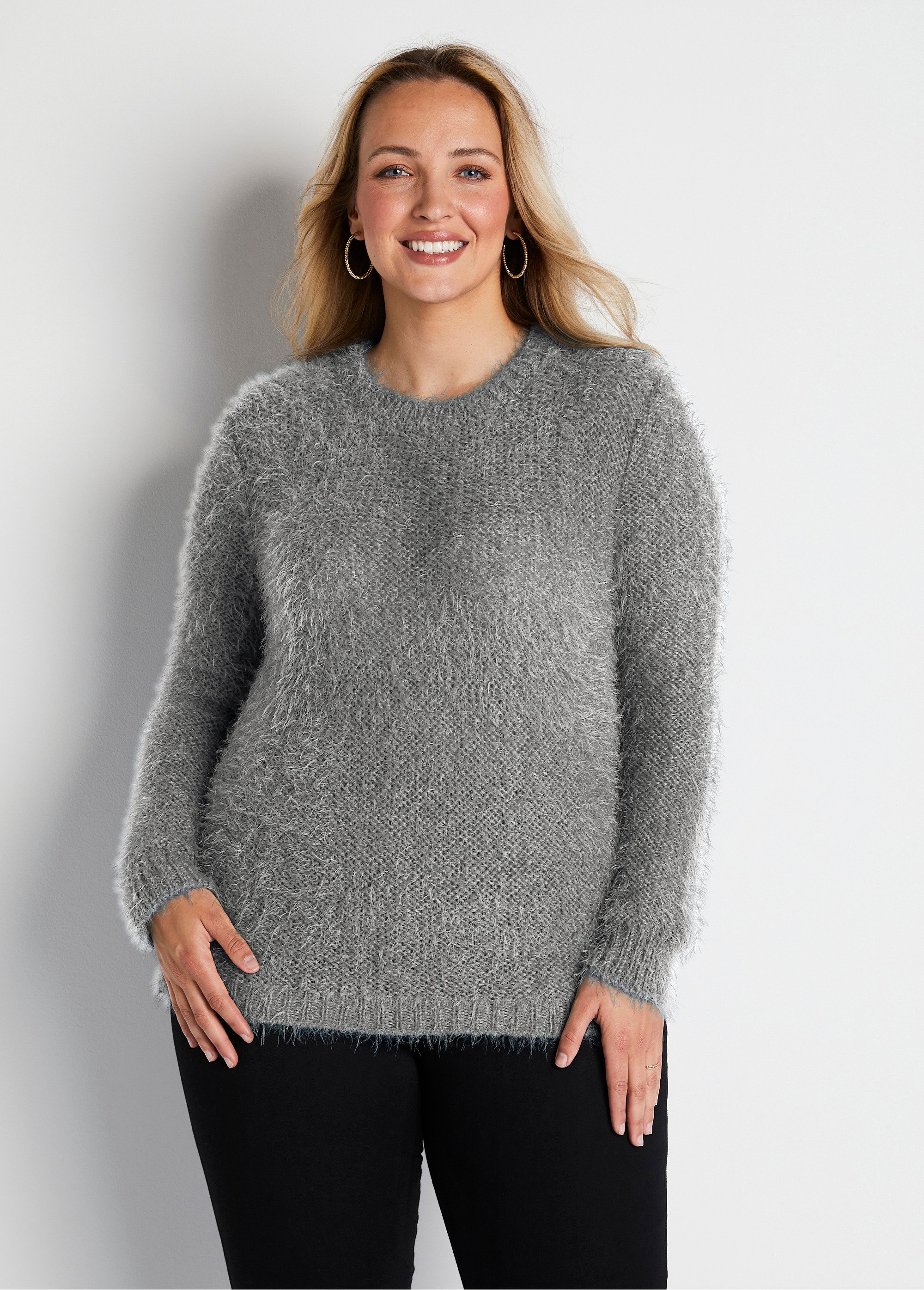 Pull maille douce effet poilu