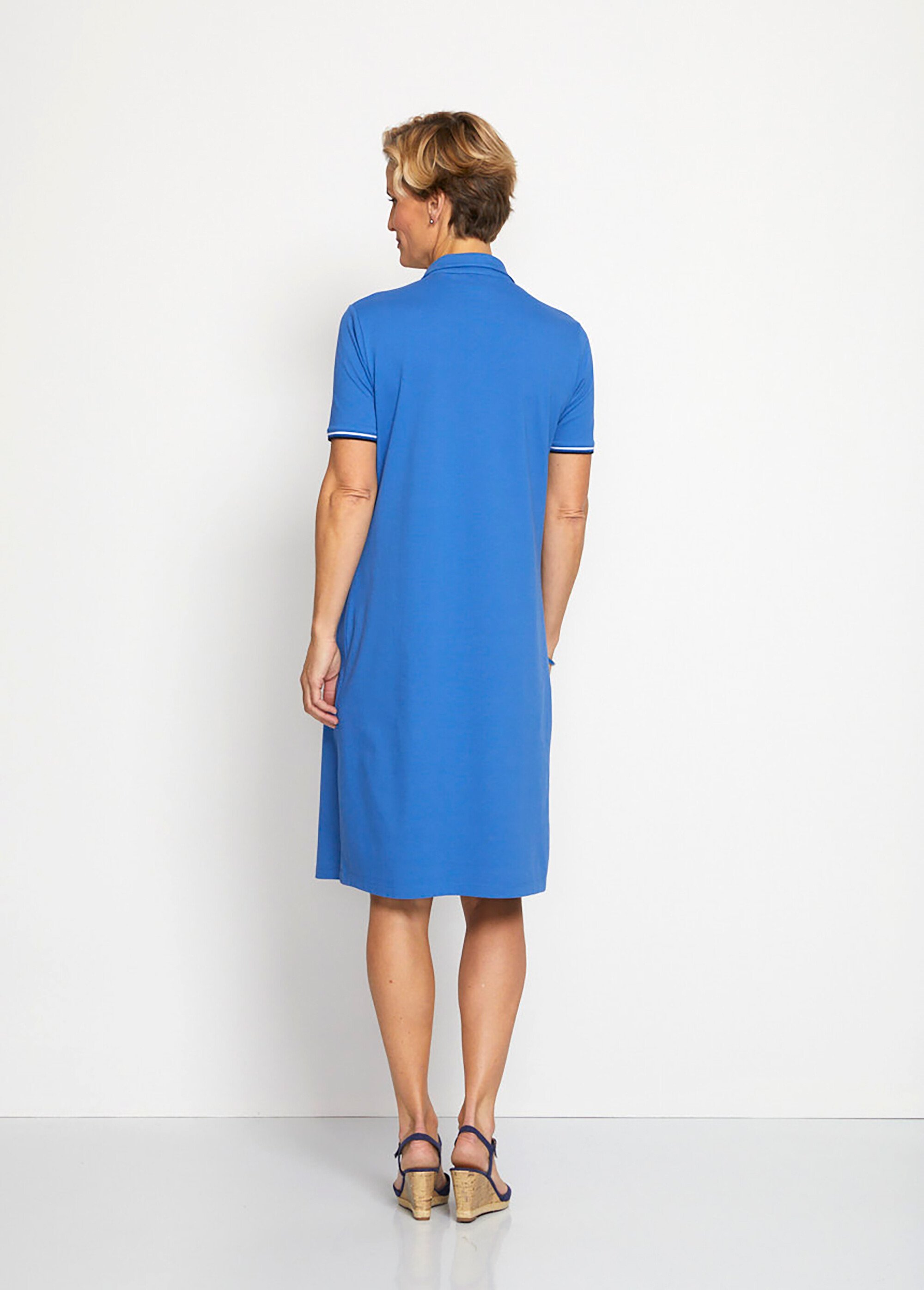Robe col polo zippé maille unie ou imprimée