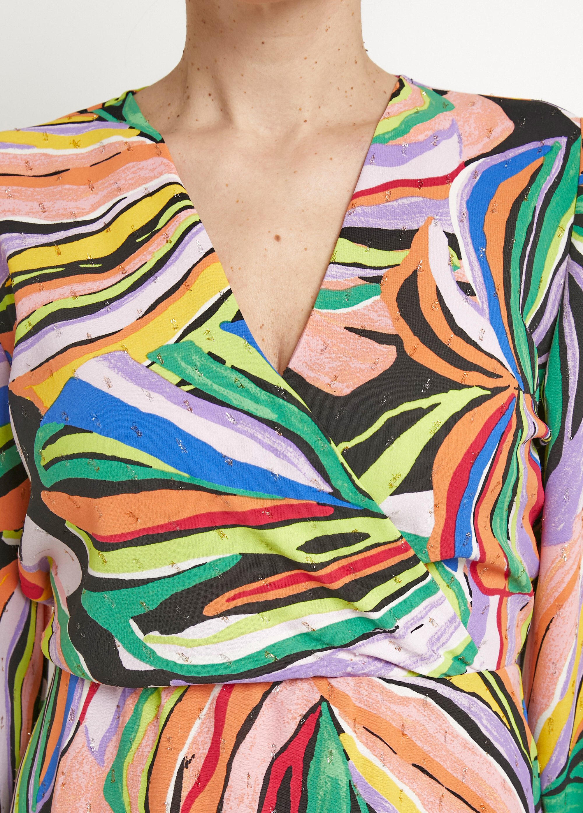 Robe courte imprimé feuillage graphique