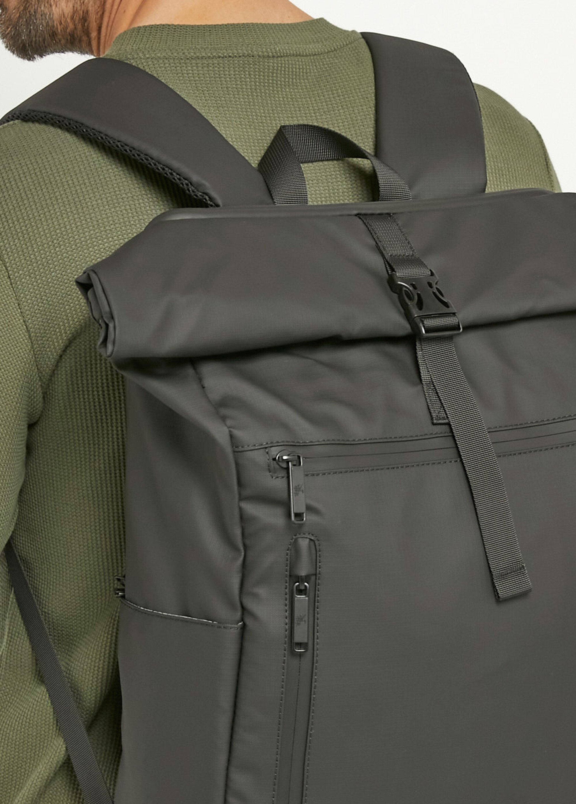 Sac à dos urbain multipoches zippé Homme Noir AEGPC-048 DE2