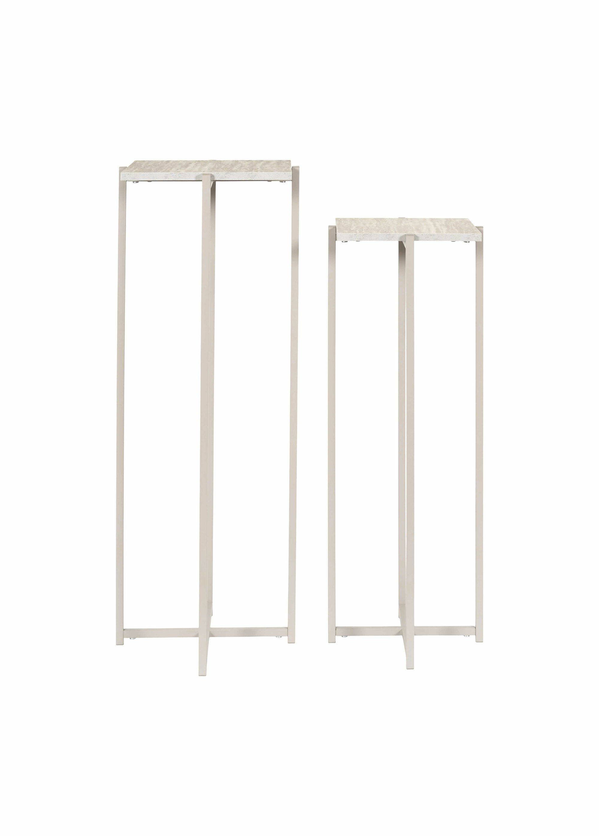 Sellettes métal, effet pierre travertin