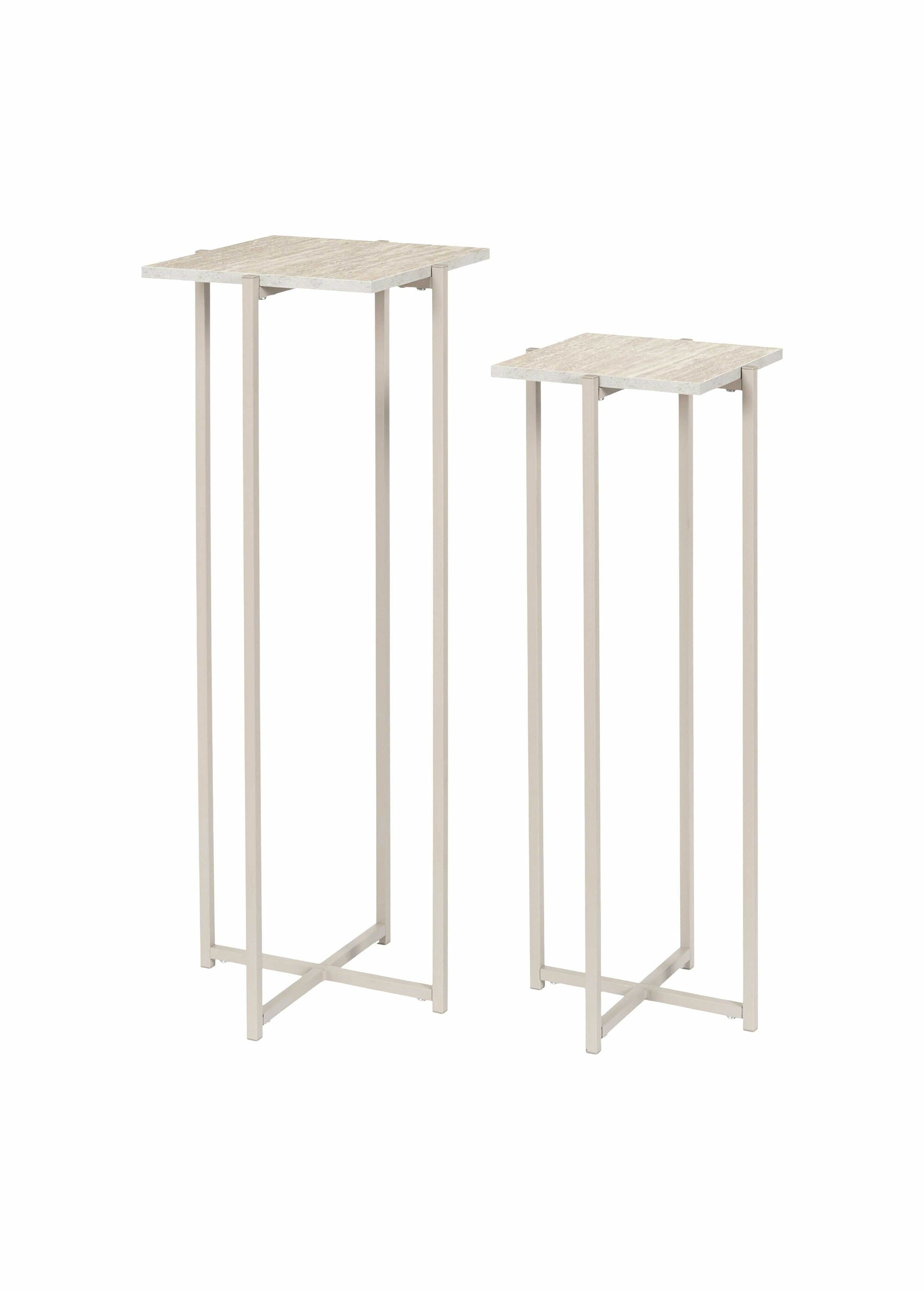 Sellettes métal, effet pierre travertin