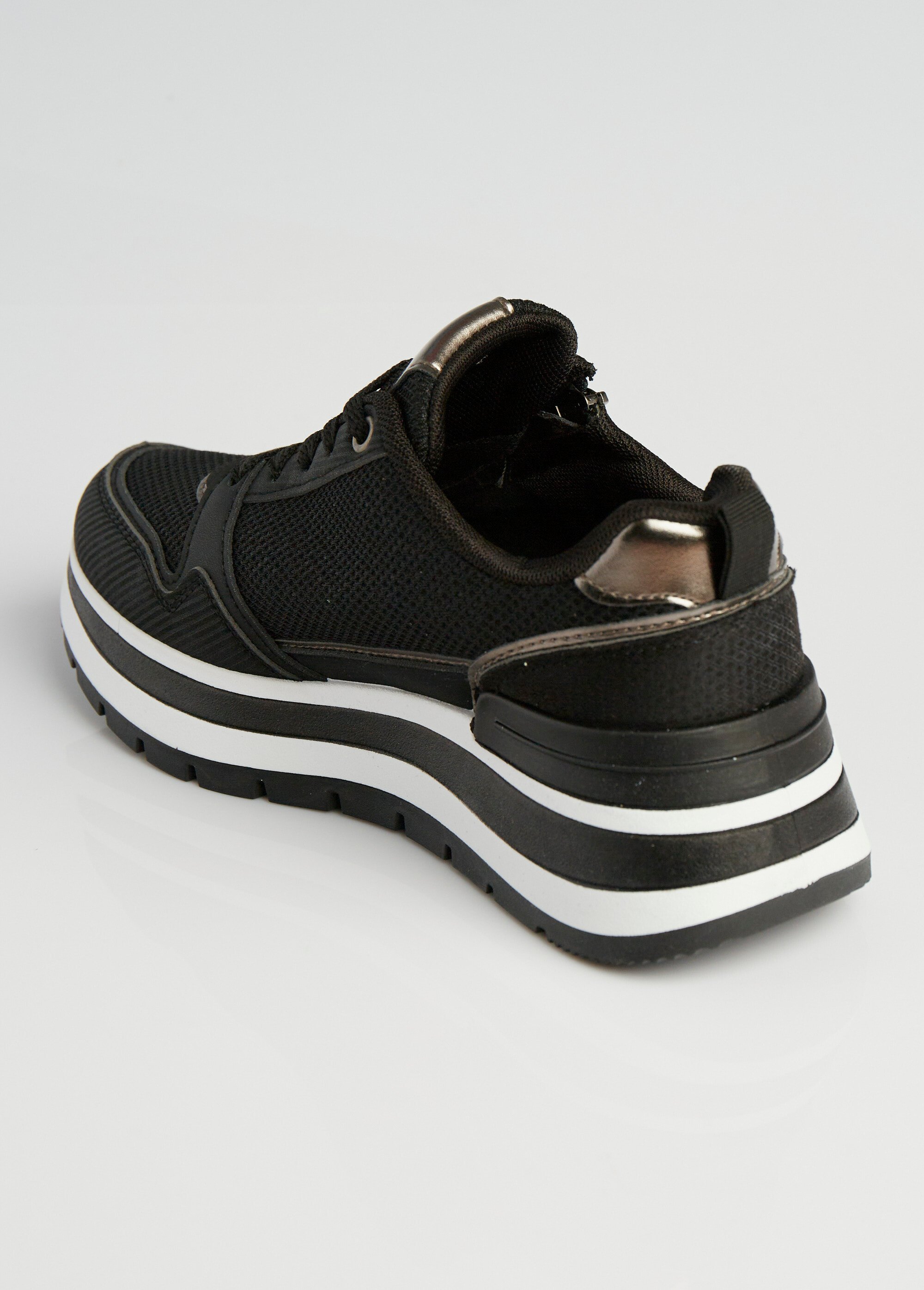 Sneakers compensées en mesh type joggers Femme Noir LBS-DYX9701 DO1