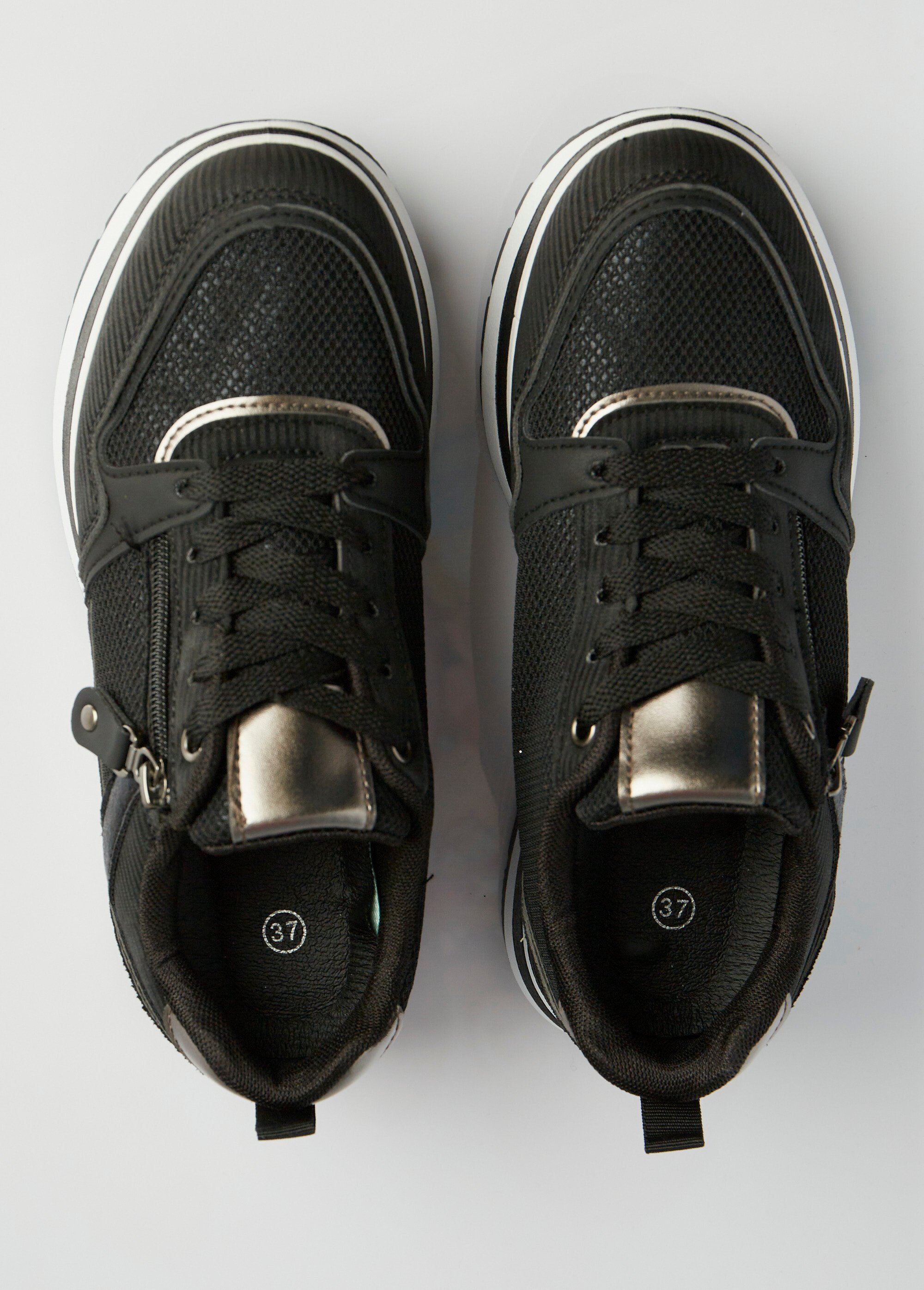 Sneakers compensées en mesh type joggers Femme Noir LBS-DYX9701 OV1