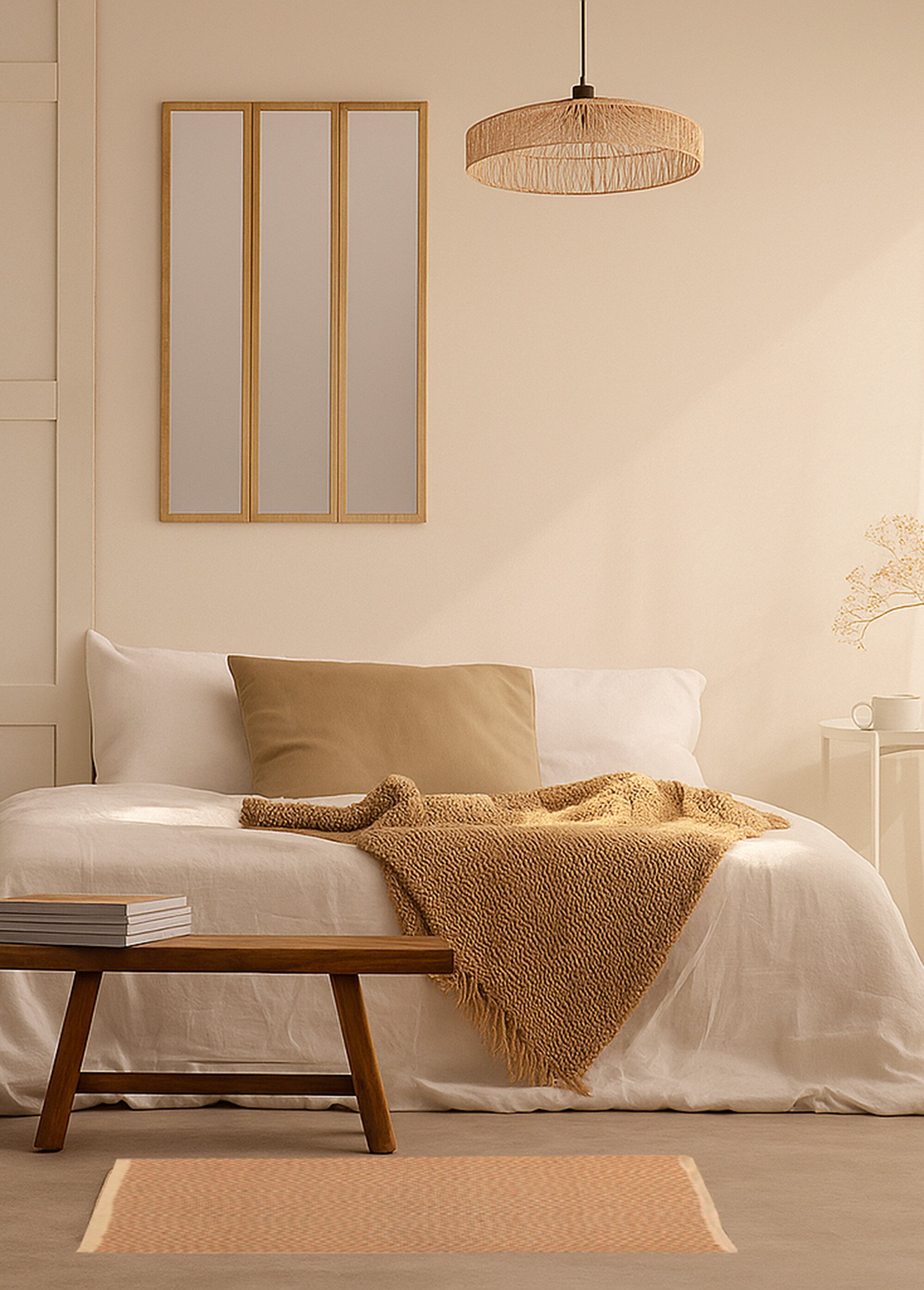 Suspension tressée en corde et métal BEIGE NOR-22257 SI1