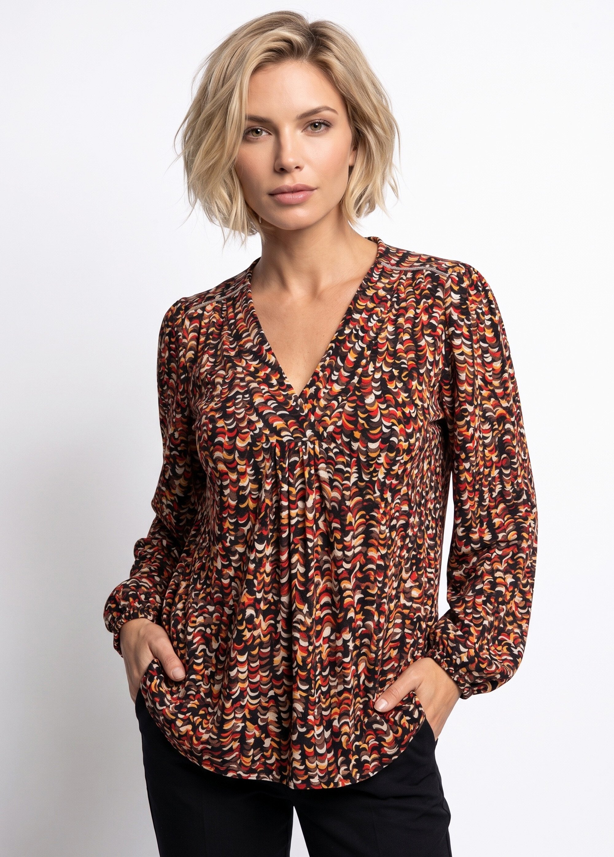 T-shirt blouse ample imprimé graphique Femme Noir CARLY MV1