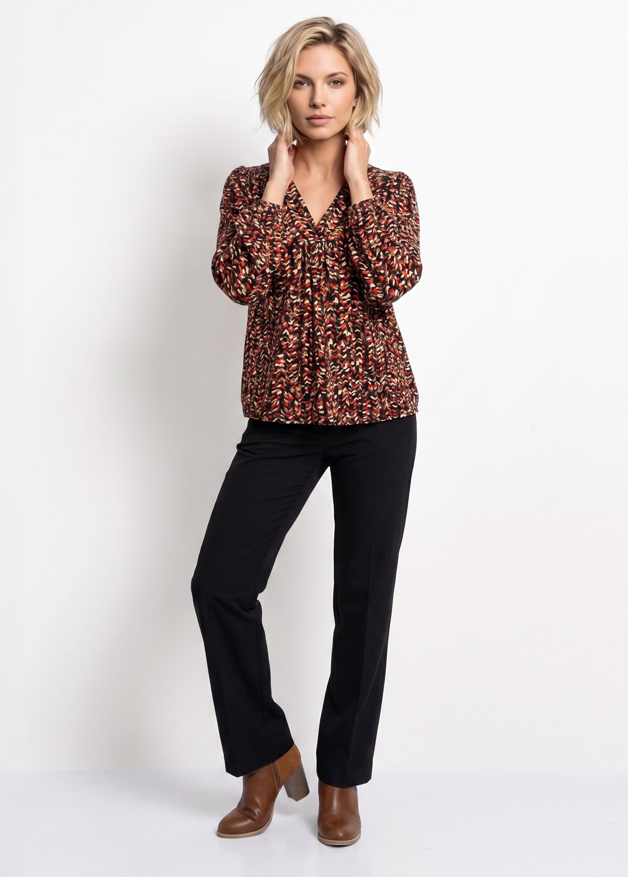 T-shirt blouse ample imprimé graphique Femme Noir CARLY SI1