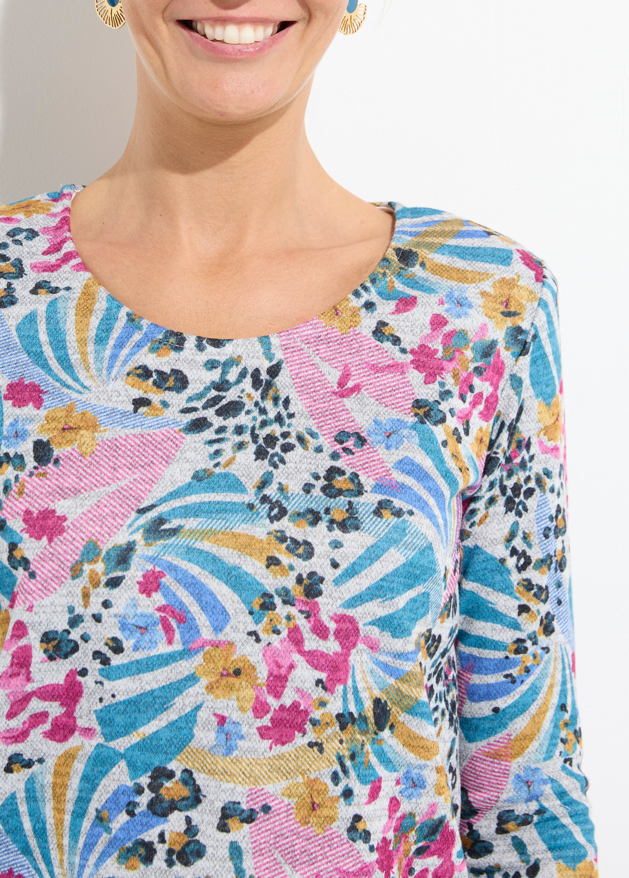 T-shirt chaud imprimé col rond manches longues