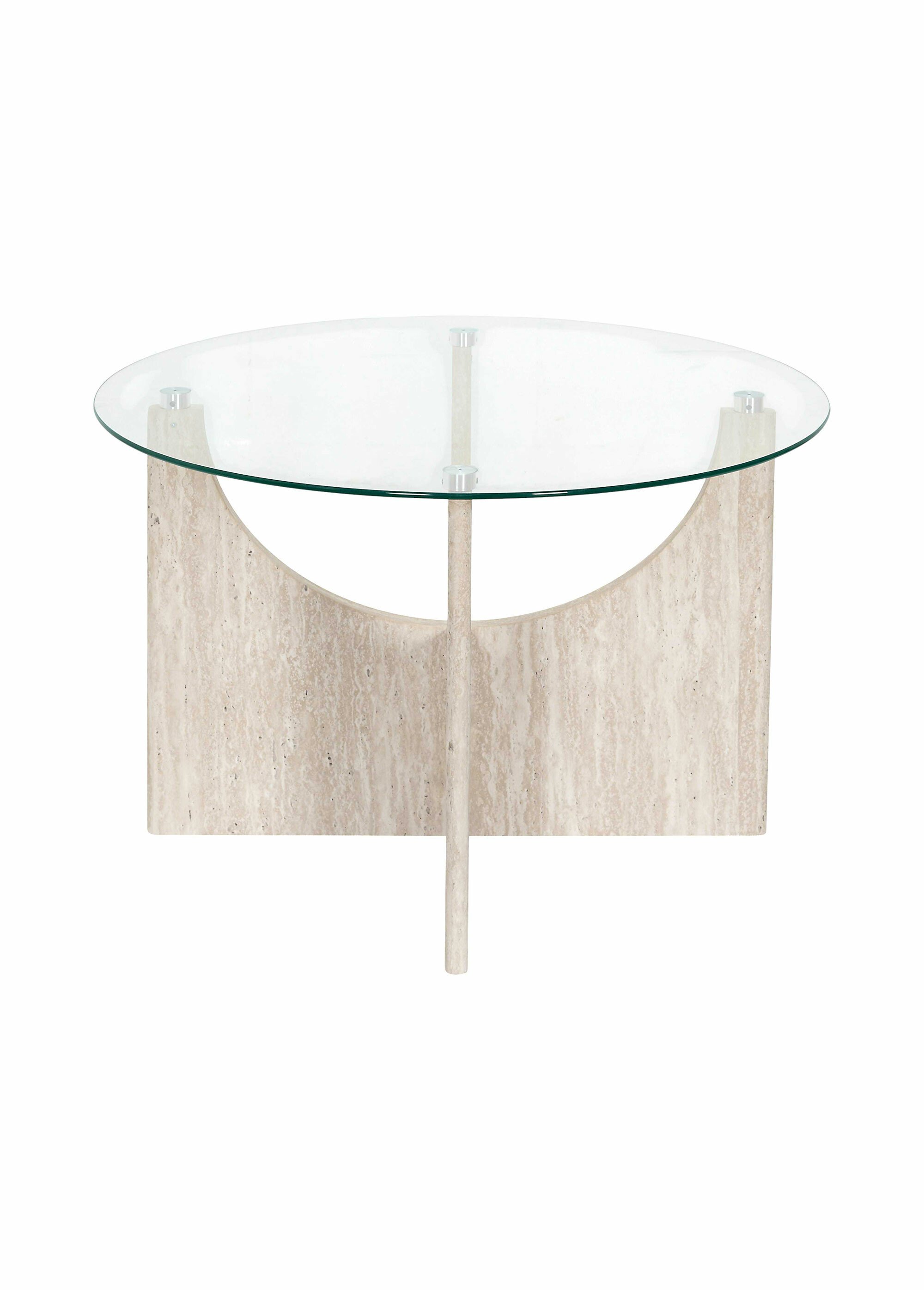 Table basse en verre et effet pierre BLANC ET BEIGE CMP-HD7752 DE1