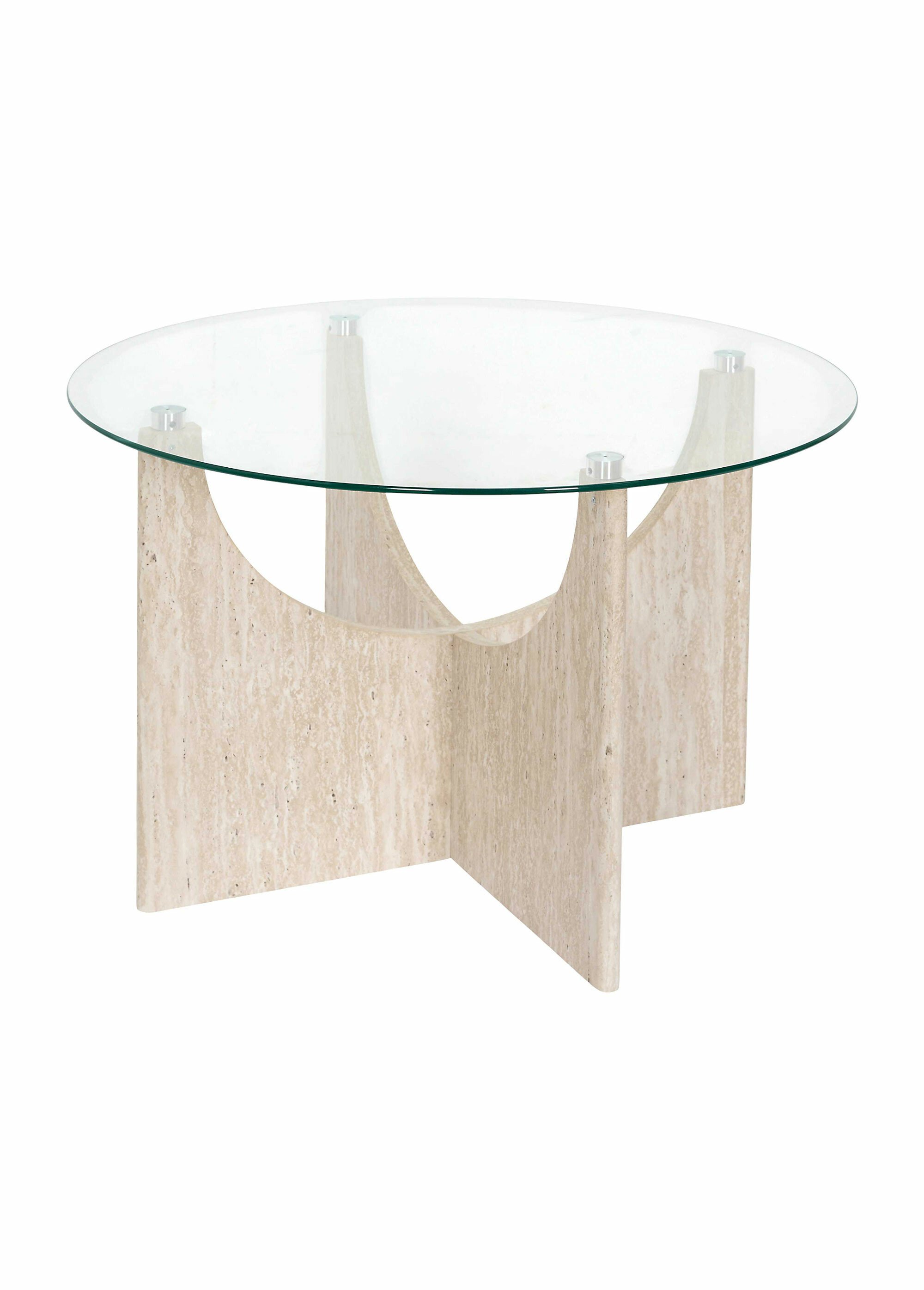 Table basse en verre et effet pierre BLANC ET BEIGE CMP-HD7752 FA1