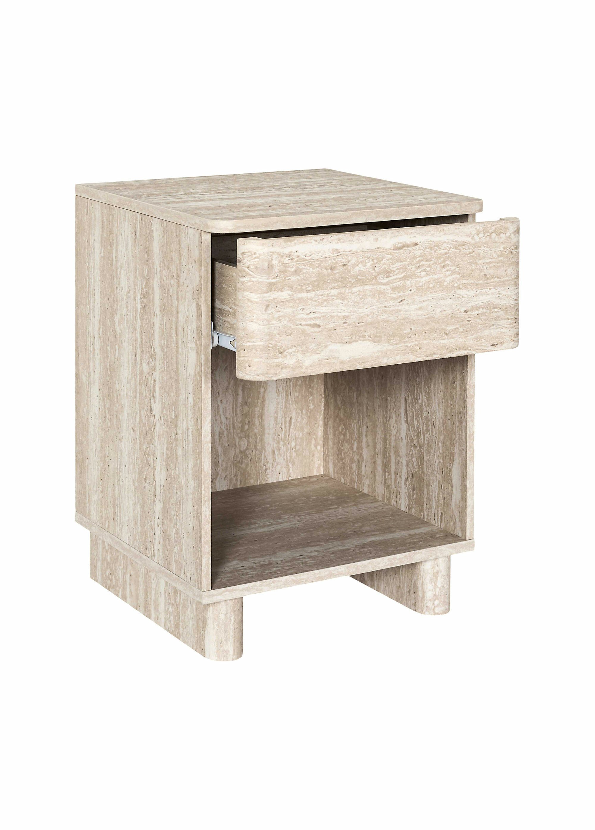 Table de chevet effet pierre travertin