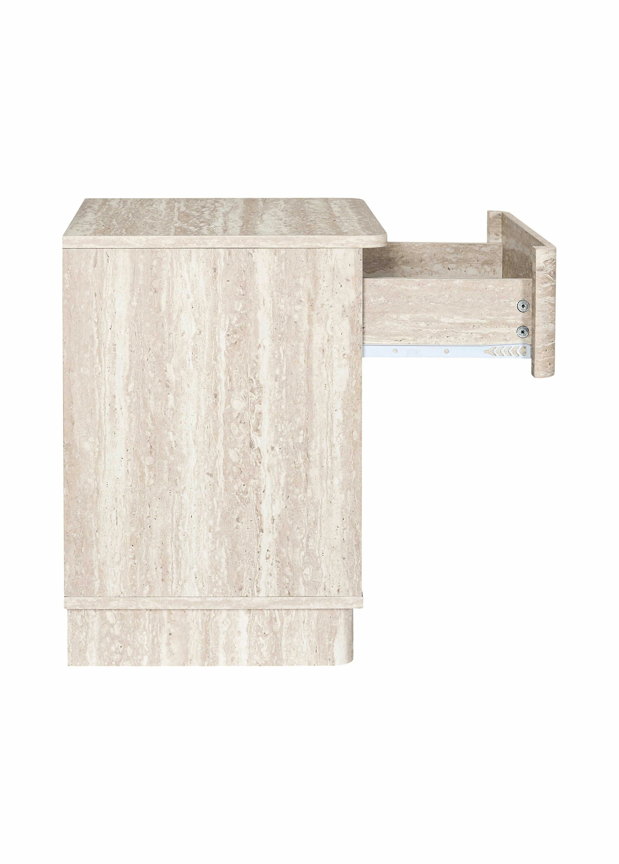 Table de chevet effet pierre travertin BLANC ET BEIGE CMP-HD7762 DE2