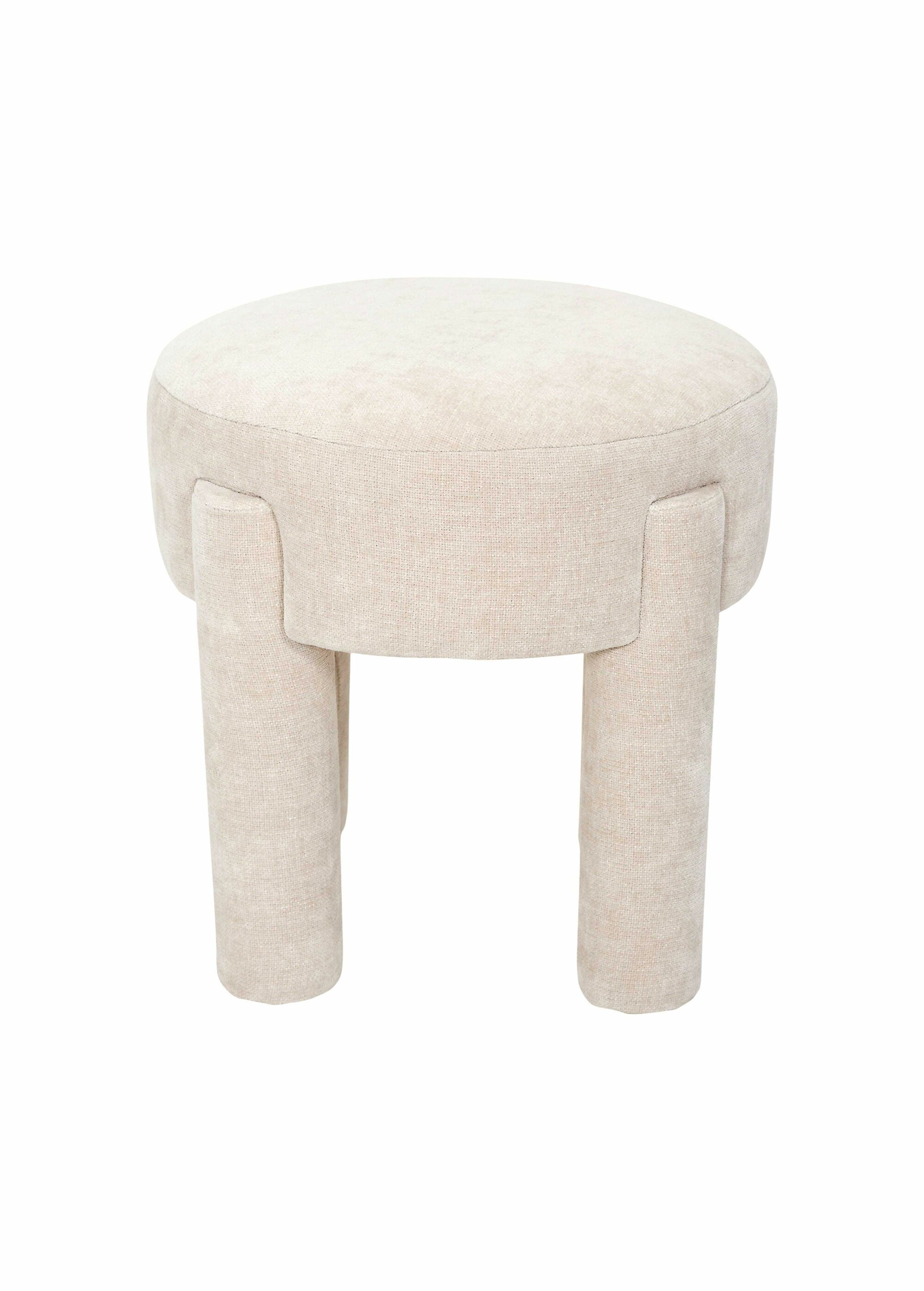 Tabouret en maille chenille et bois 1B BEIGE CMP-HD7784 DE1