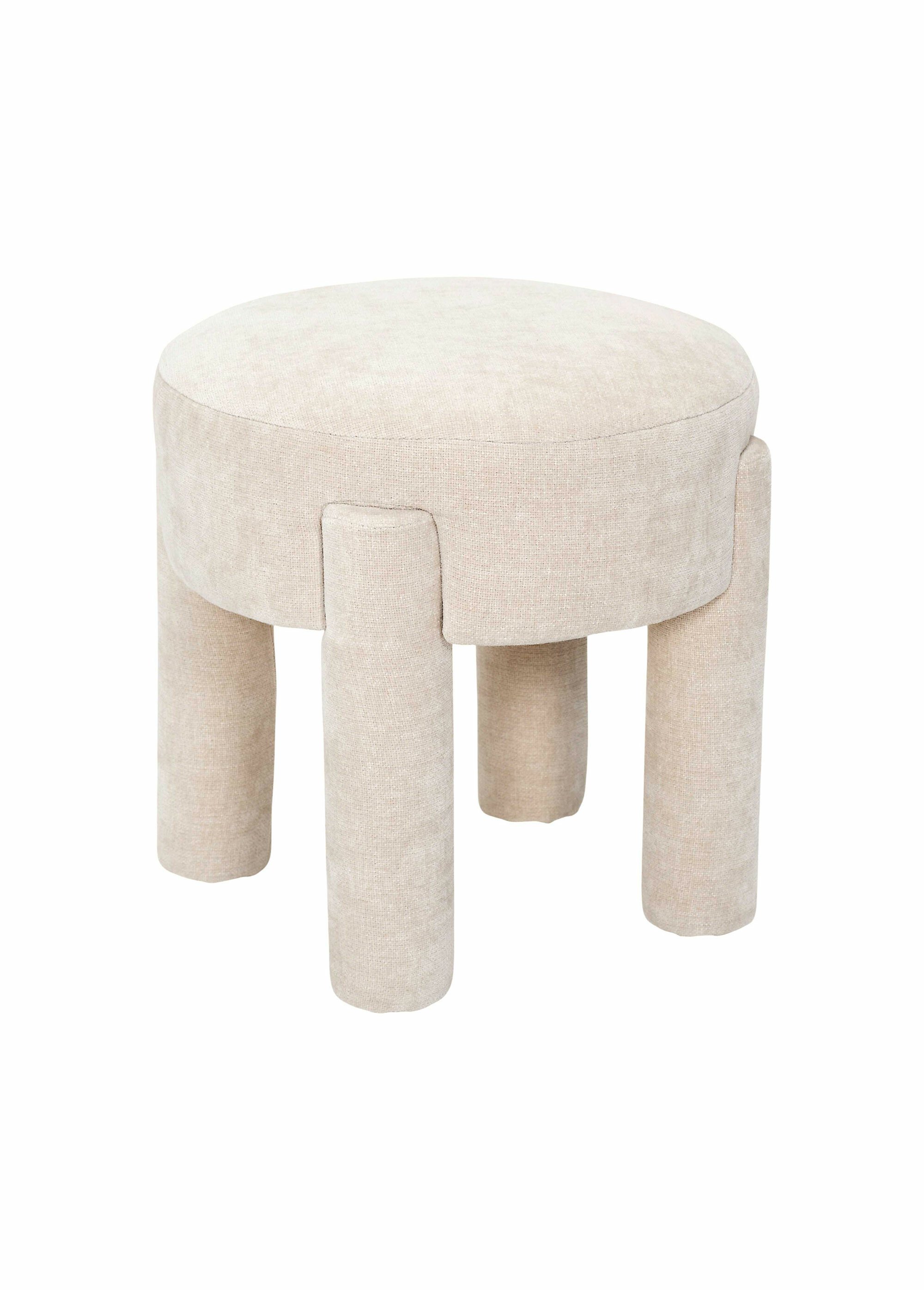 Tabouret en maille chenille et bois 1B BEIGE CMP-HD7784 FA1