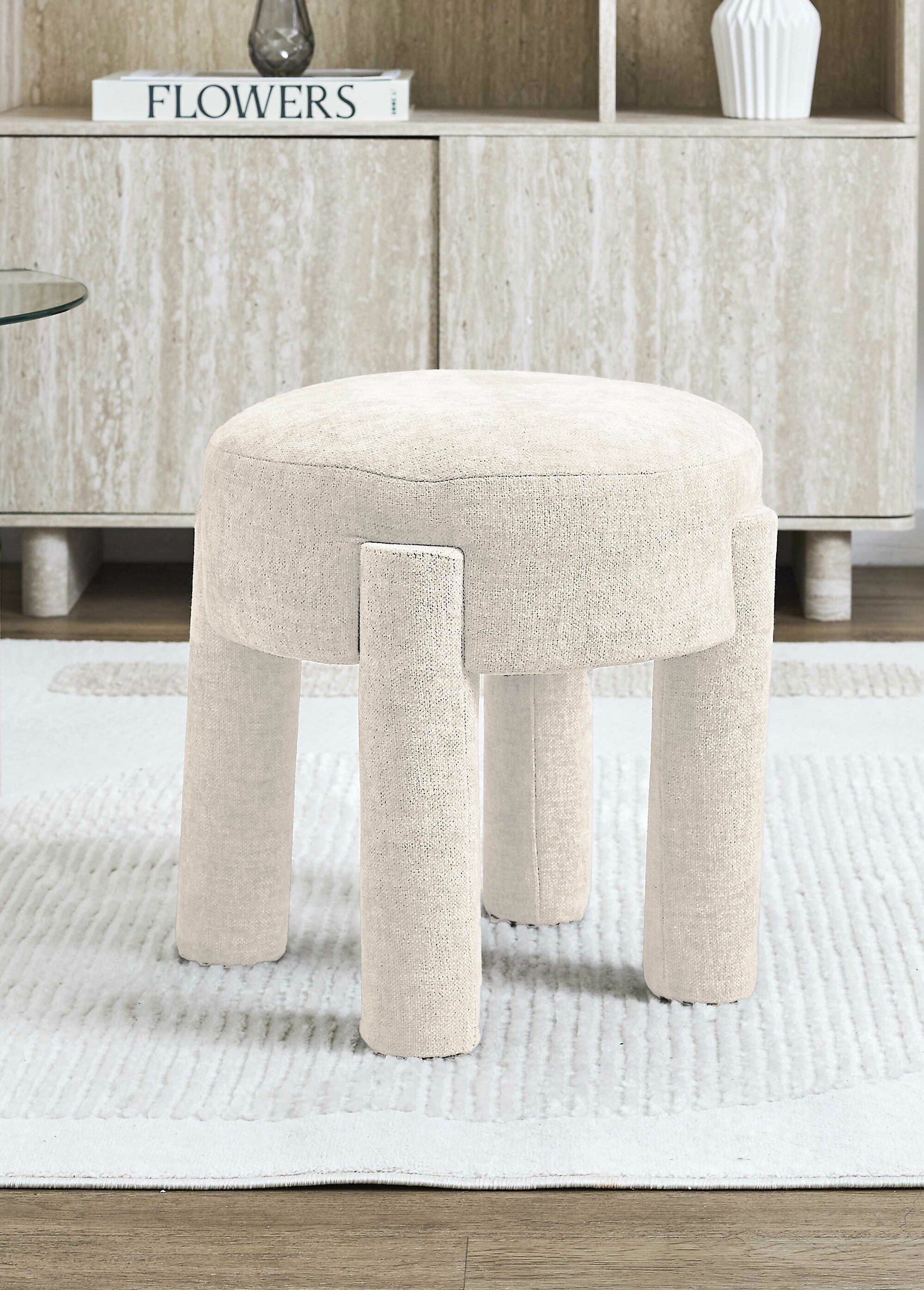 Tabouret en maille chenille et bois 1B BEIGE CMP-HD7784 SI1
