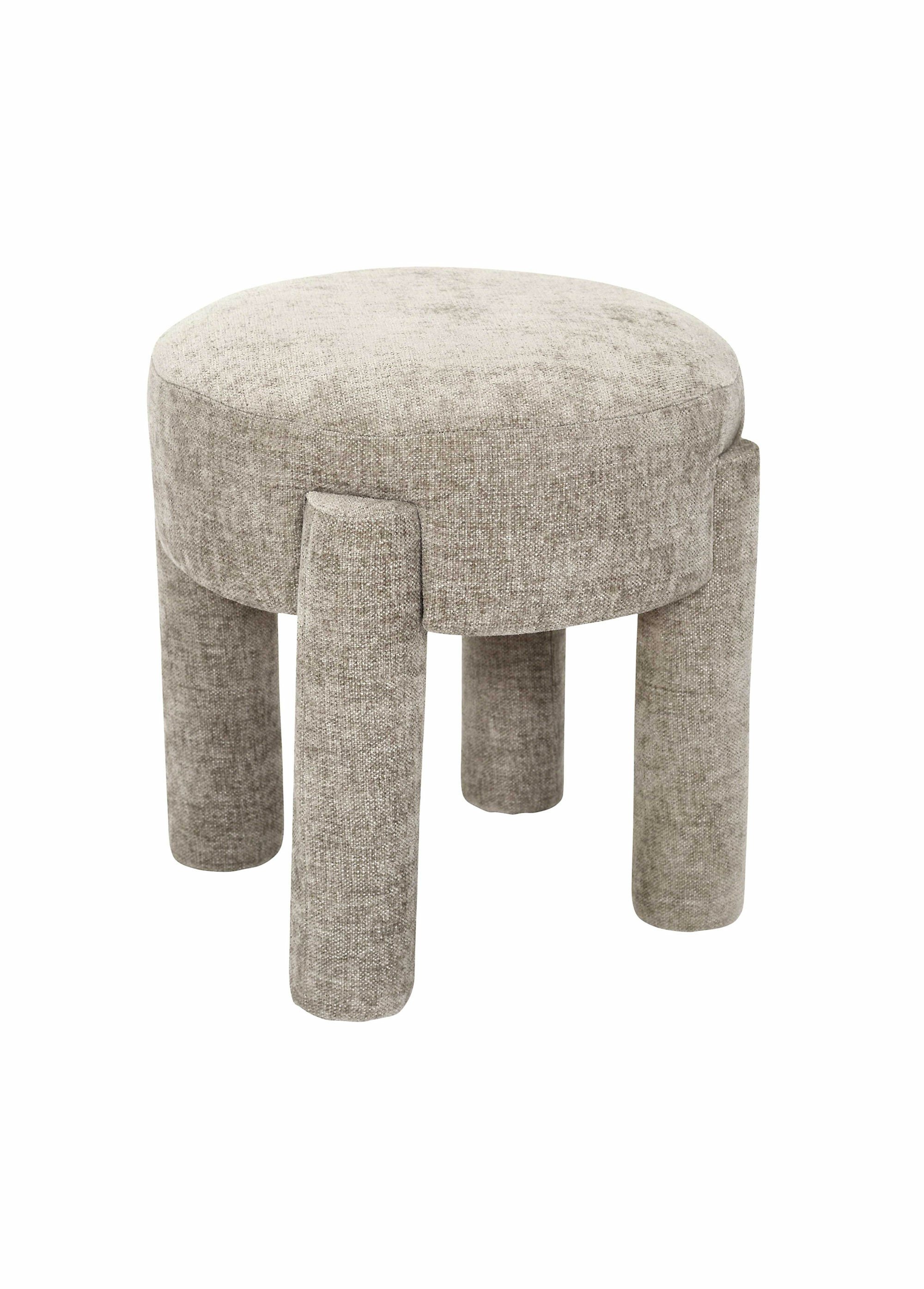 Tabouret en maille chenille et bois 1B