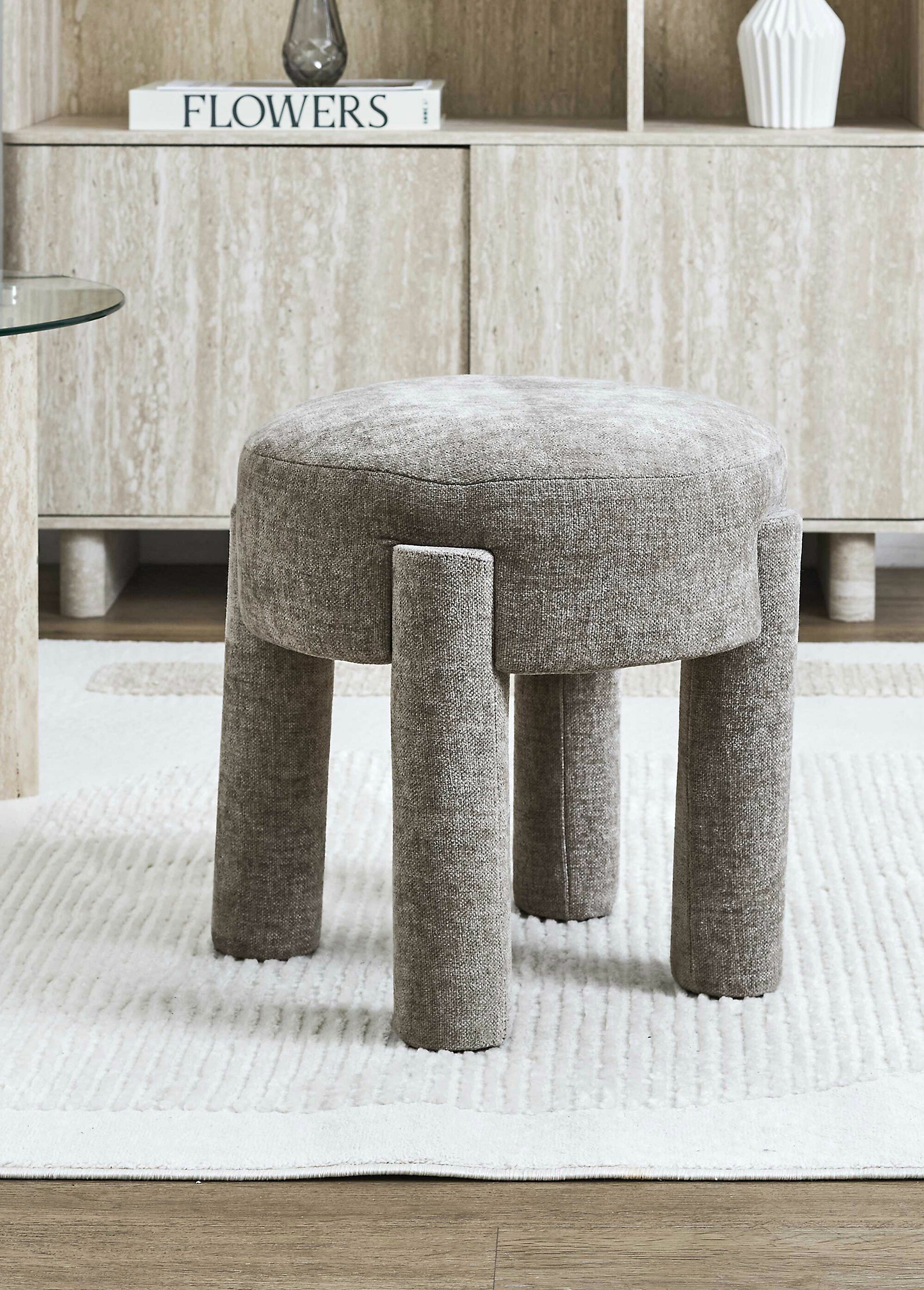 Tabouret en maille chenille et bois 1B MARRON CMP-HD7784 SI1