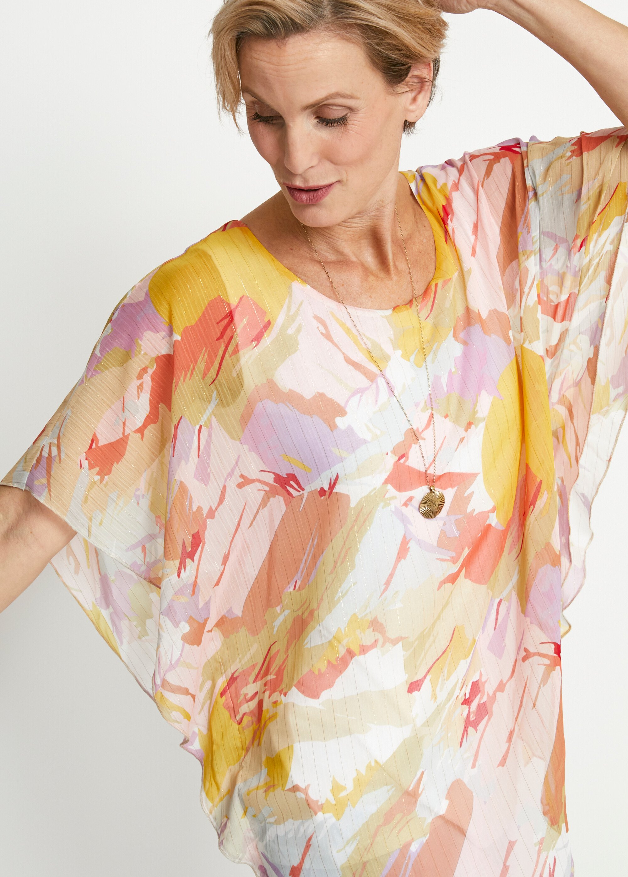 Tunique longue manches chauve-souris Femme Jaune CARLOS DE2