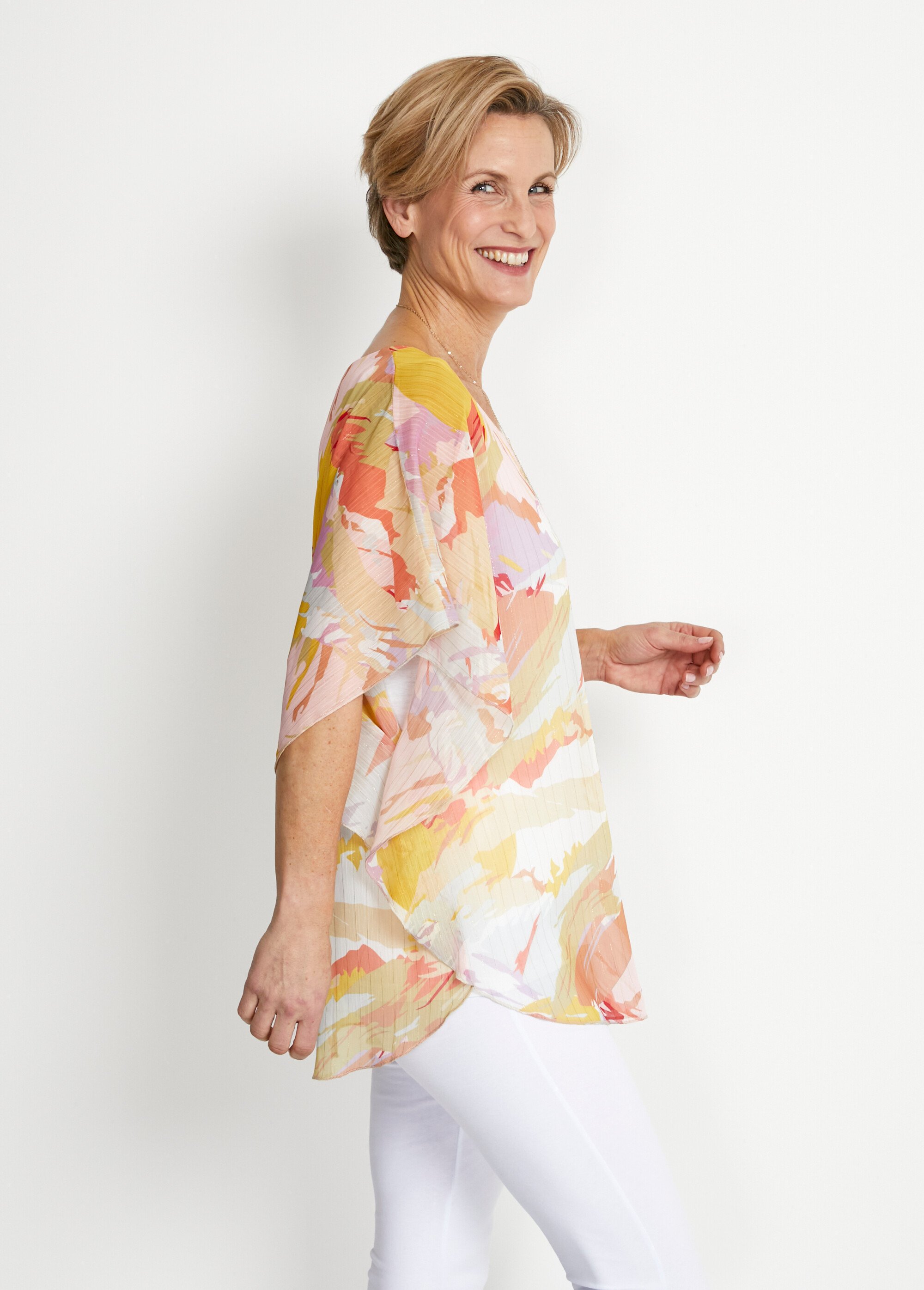 Tunique longue manches chauve-souris Femme Jaune CARLOS DR1