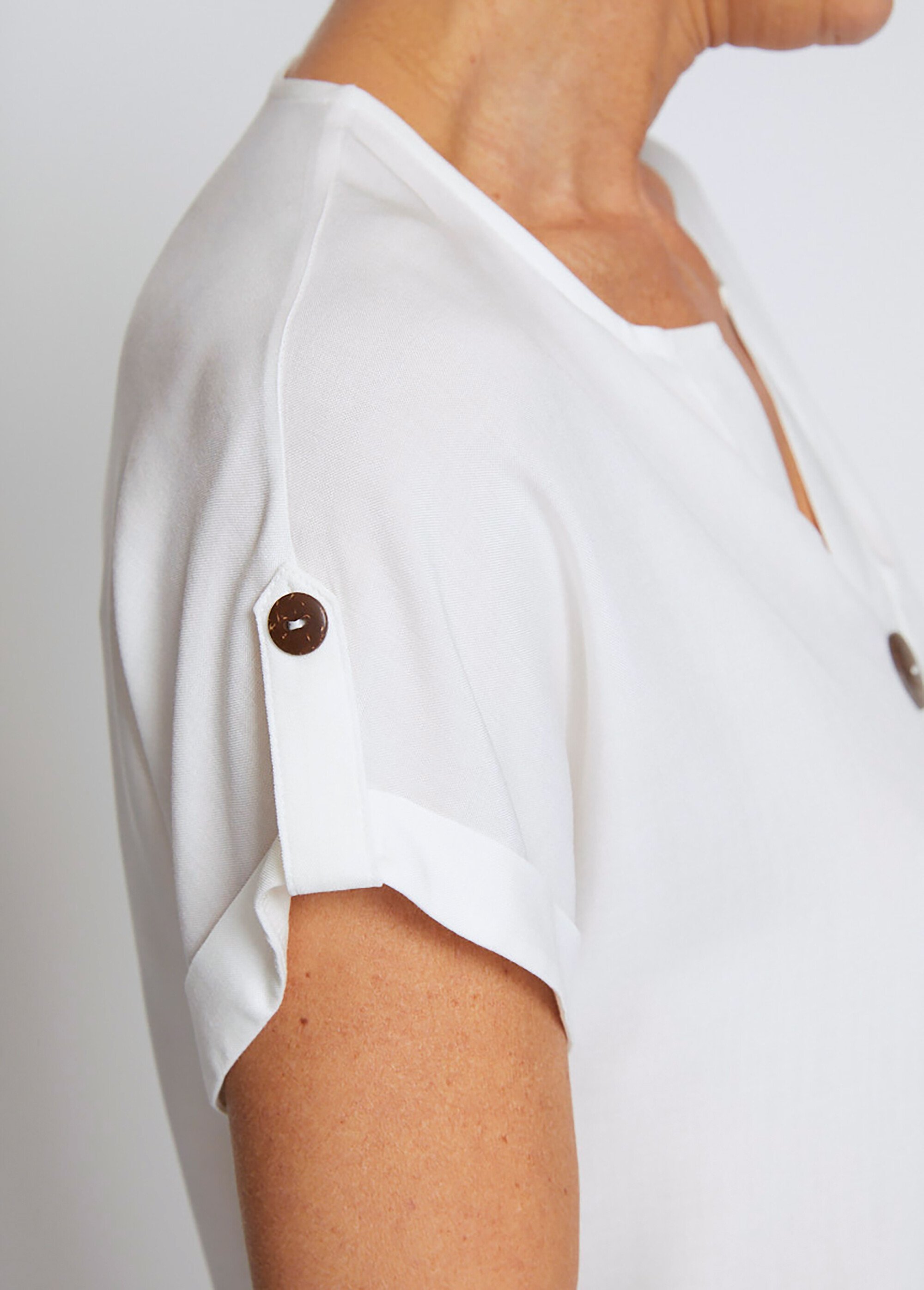 Tunique unie ample col V fantaisie