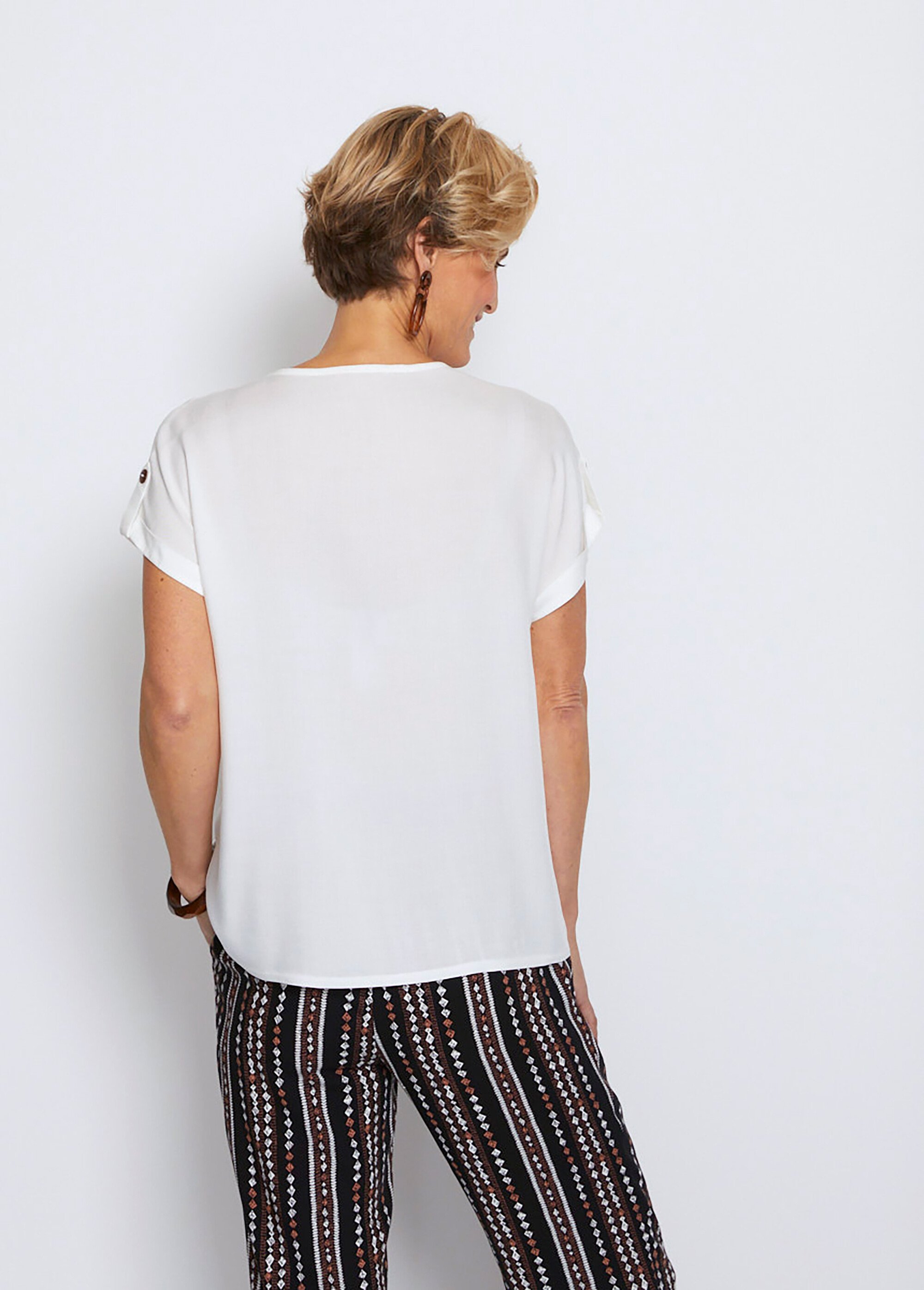 Tunique unie ample col V fantaisie