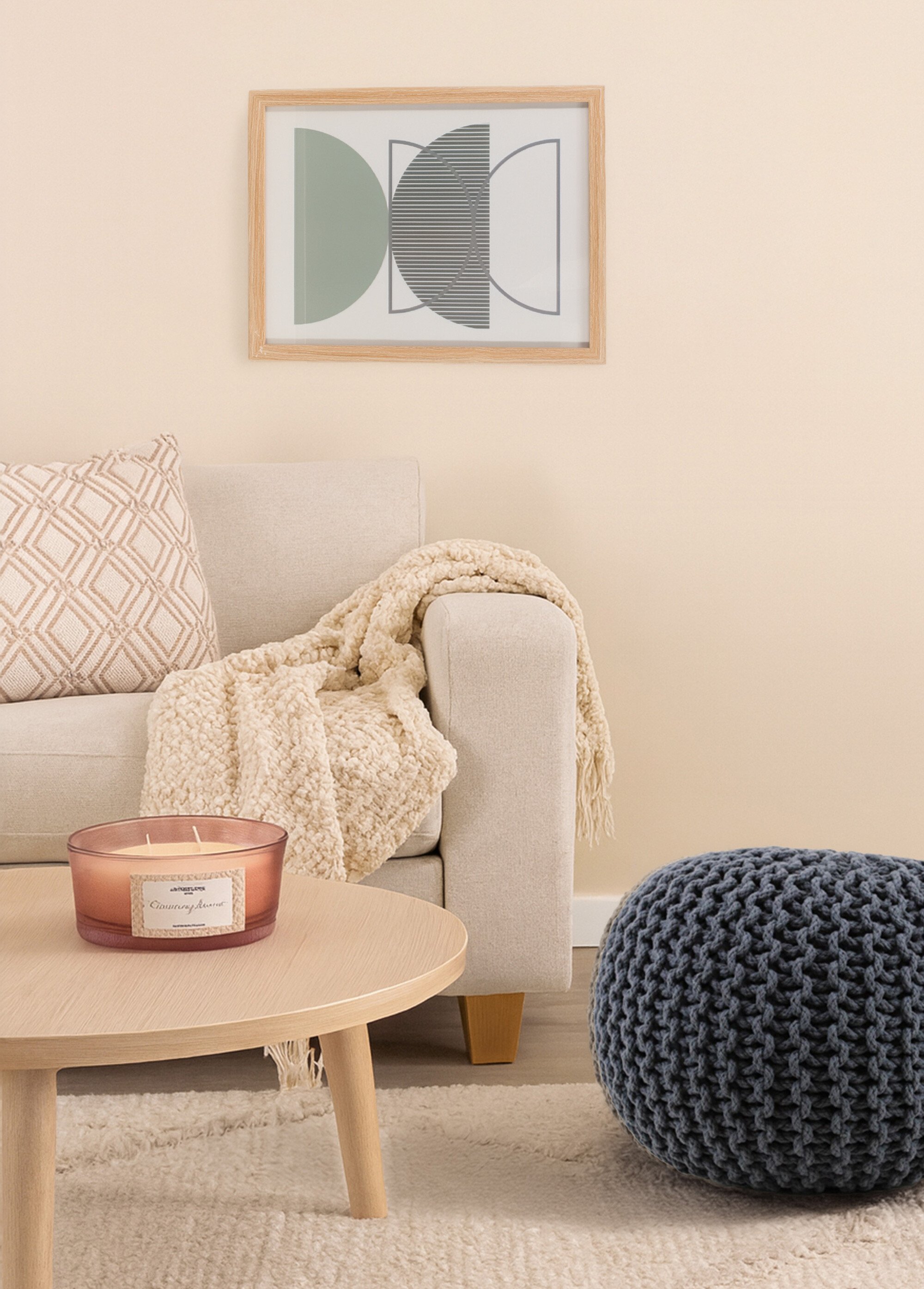 Affiche encadrée 33x43cm thème graphique Beige NOR-14345 SI1