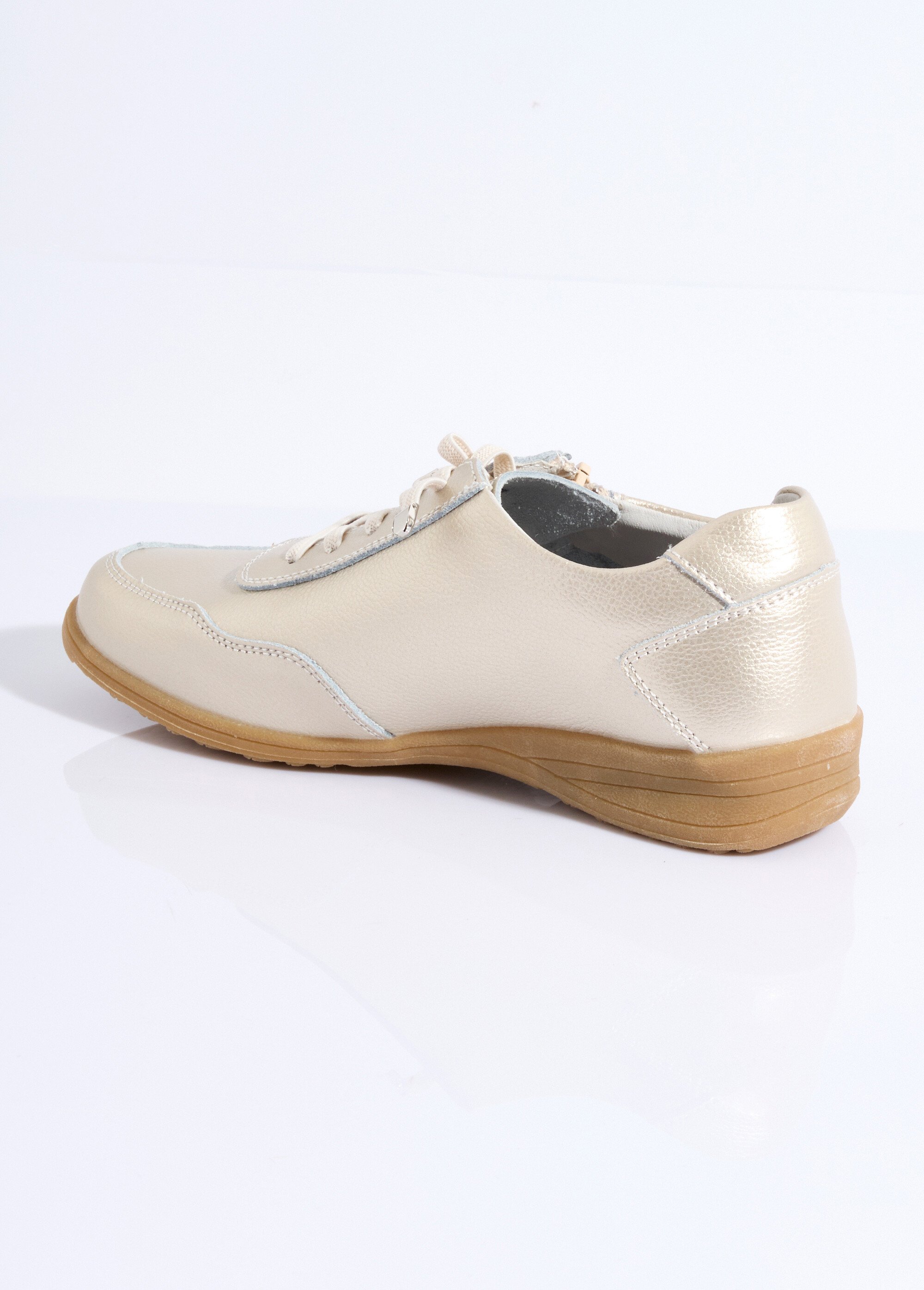 Baskets chic en cuir à semelle fine Femme Doré LBS-5162 DO1