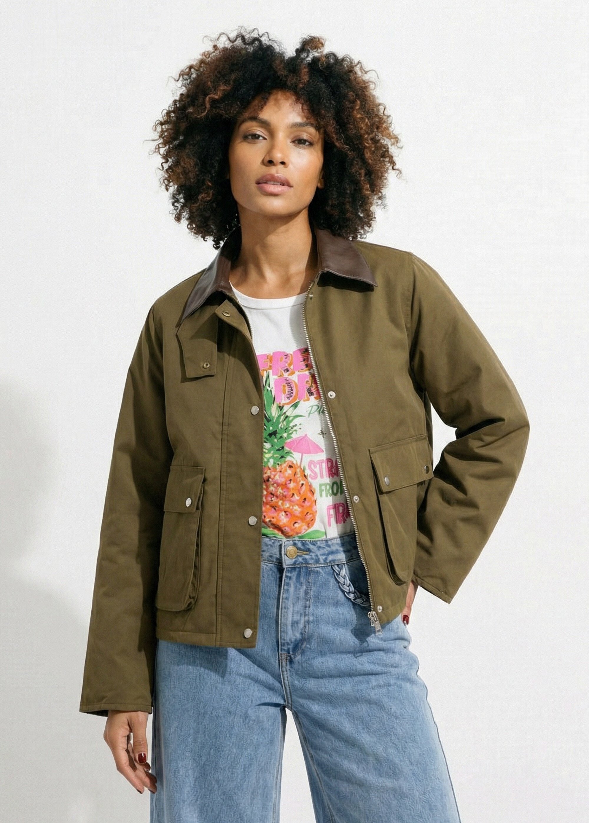 Blouson déperlant esprit outdoor Femme Vert JS-JS-1177 FA1