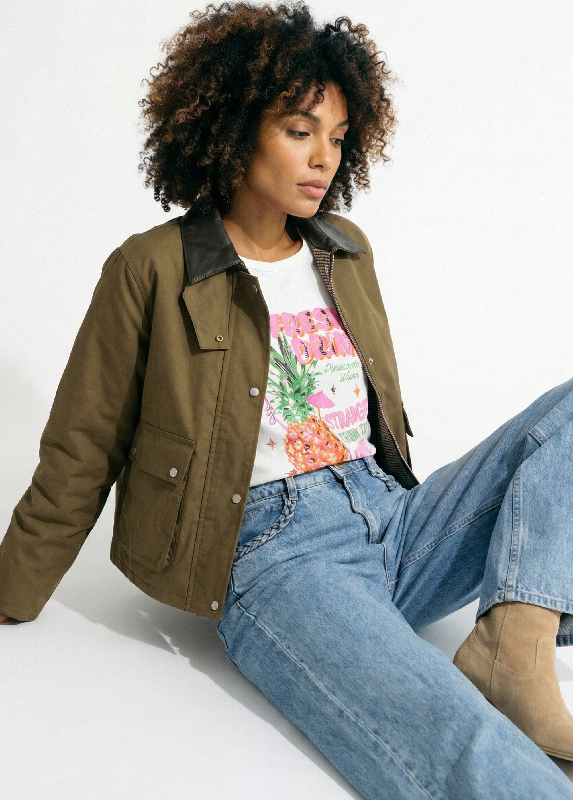 Blouson déperlant esprit outdoor Femme Vert JS-JS-1177 MV1