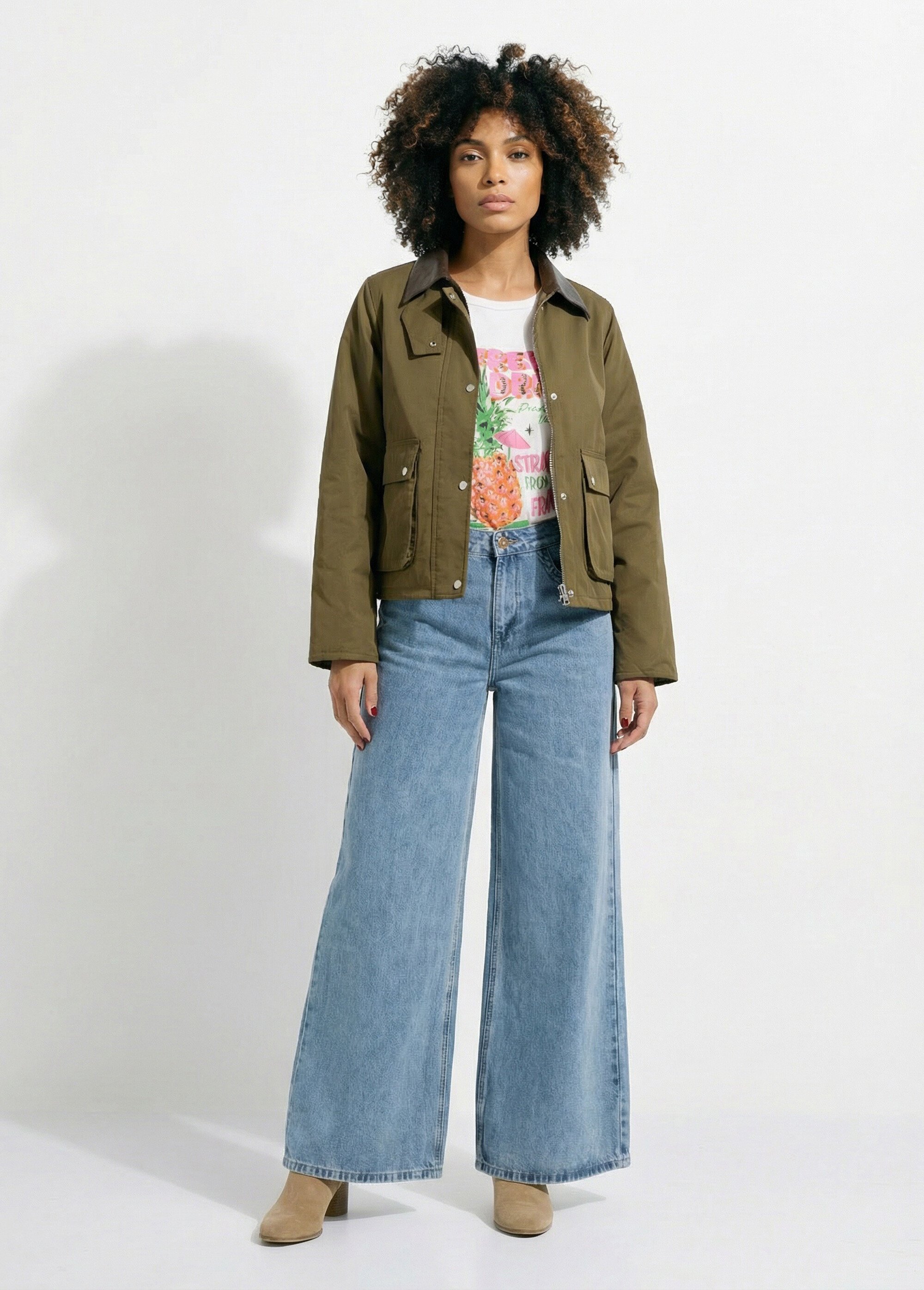 Blouson déperlant esprit outdoor Femme Vert JS-JS-1177 SF1