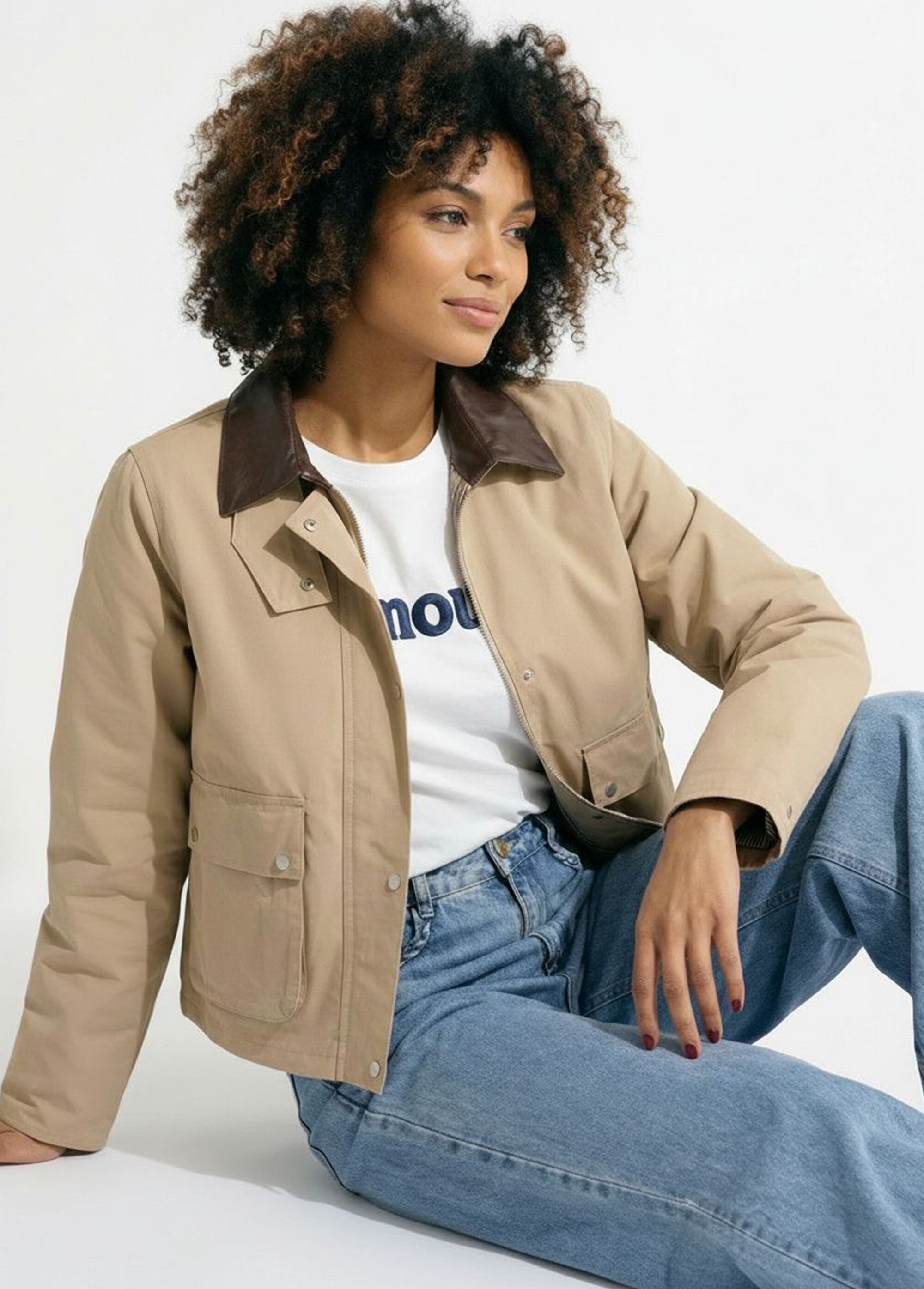 Blouson déperlant esprit outdoor Femme Beige JS-JS-1177 MV1
