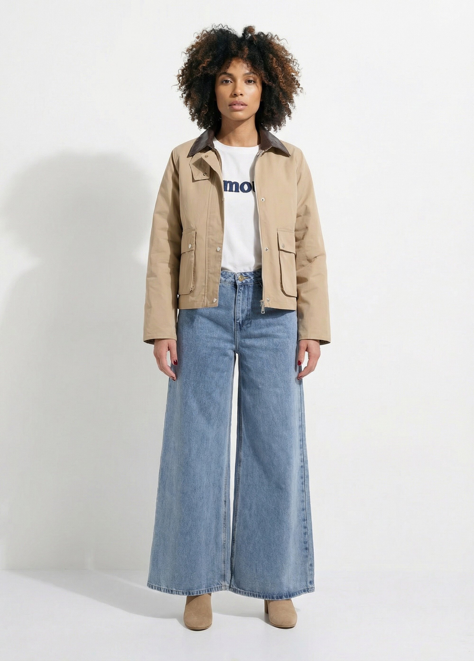 Blouson déperlant esprit outdoor Femme Beige JS-JS-1177 SF1