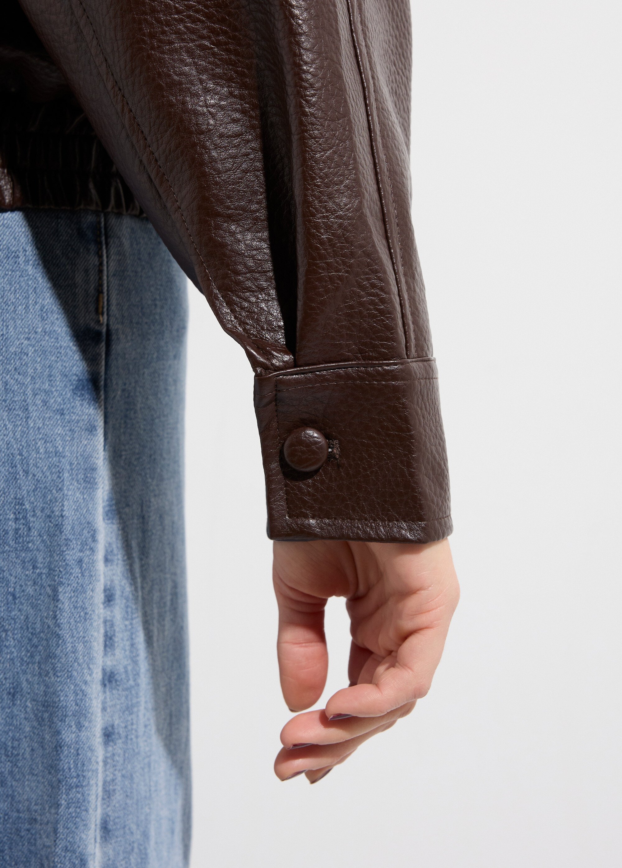 Blouson simili cuir inspiration vintage Femme Marron JS-JS-1170 DE2