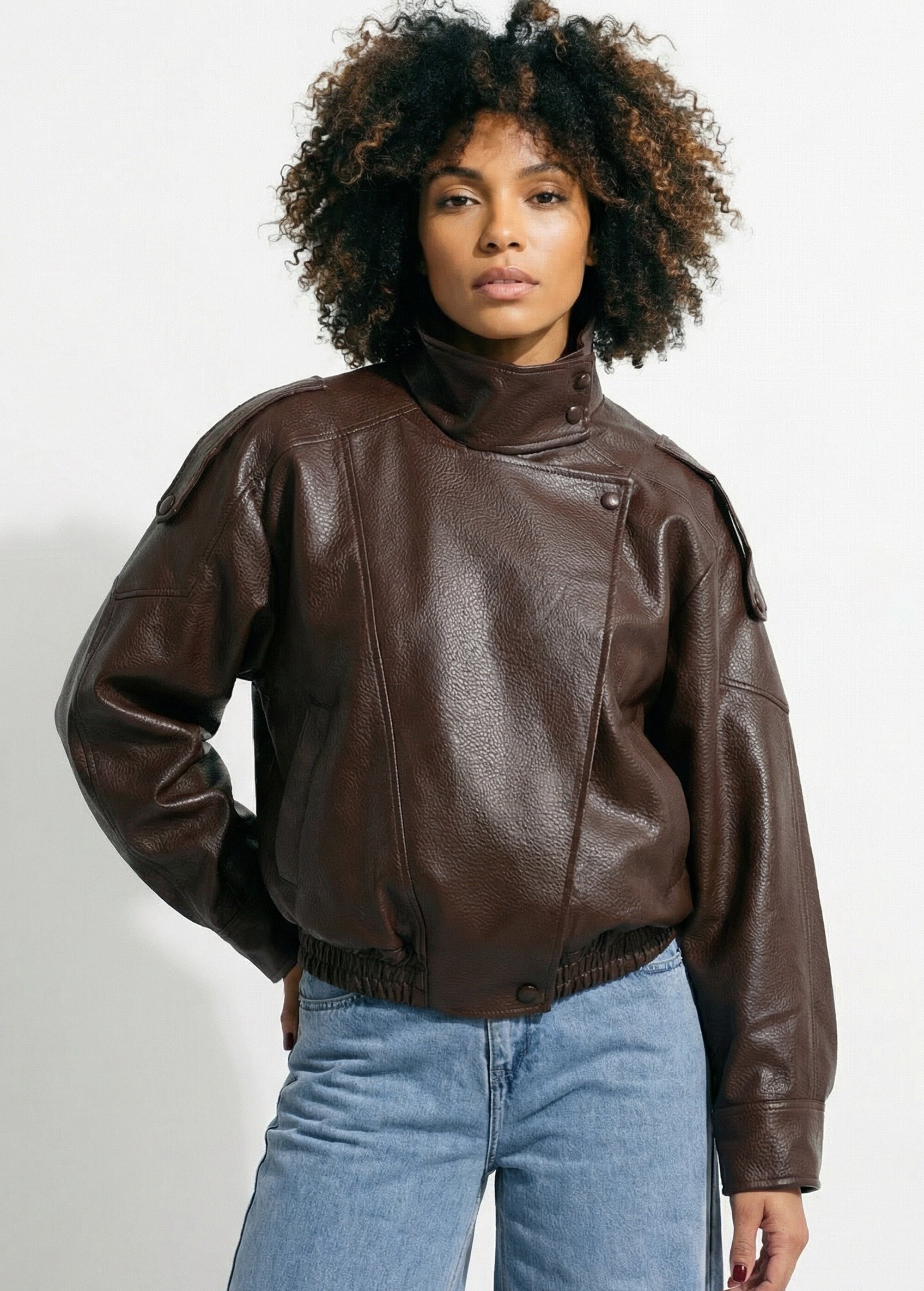 Blouson simili cuir inspiration vintage
