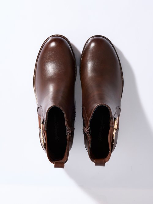 Boots bi matière avec semelle compensée Femme Marron LBS-DLH9709 OV1