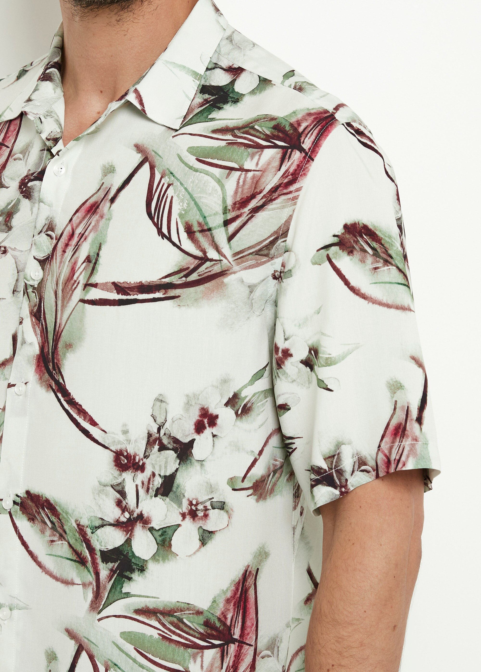 Chemise manches courtes imprimé fleuri Blanc Afibel