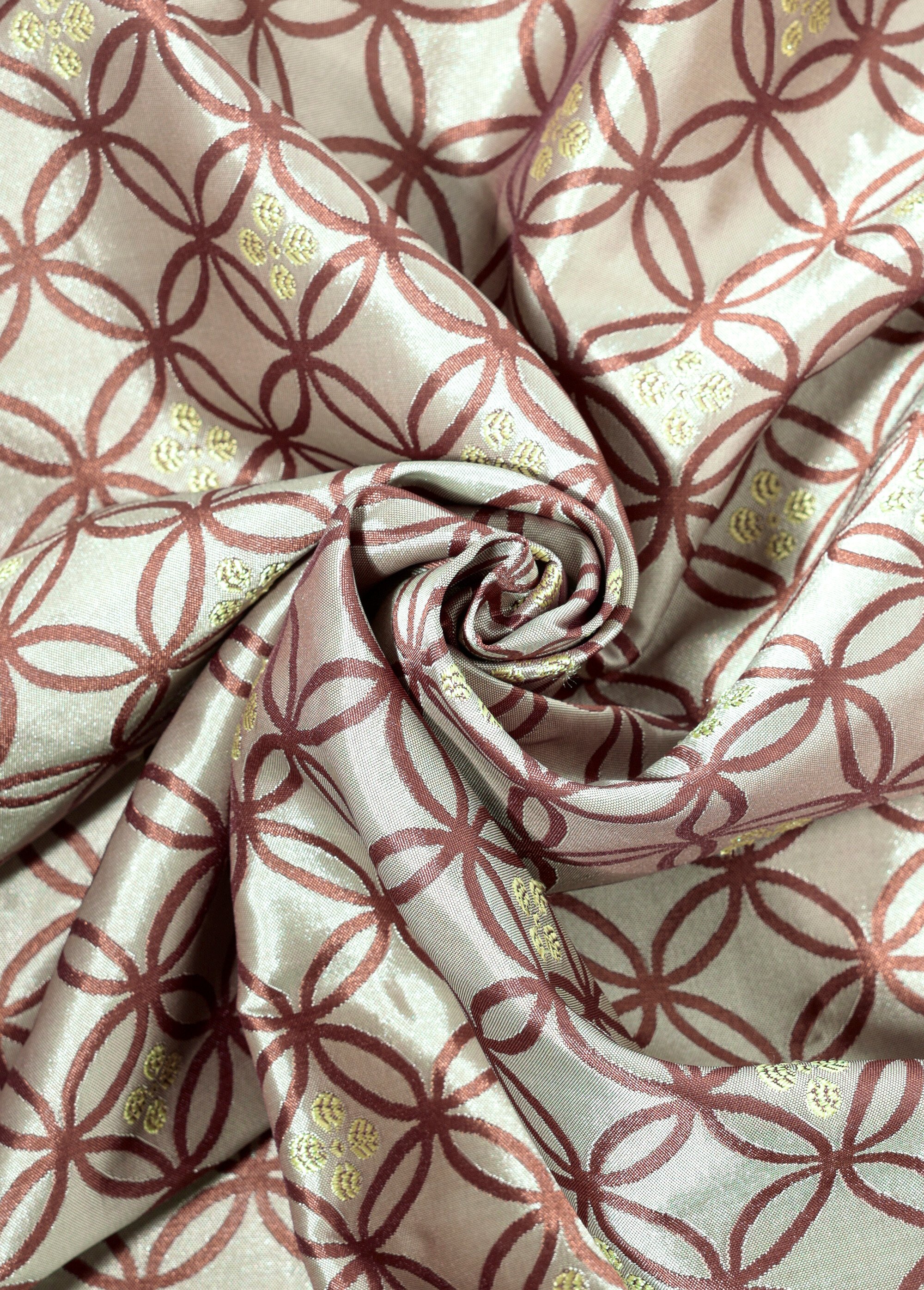 Coupon tissu ameublement, satin trèfles MARRON COT148573 FA1