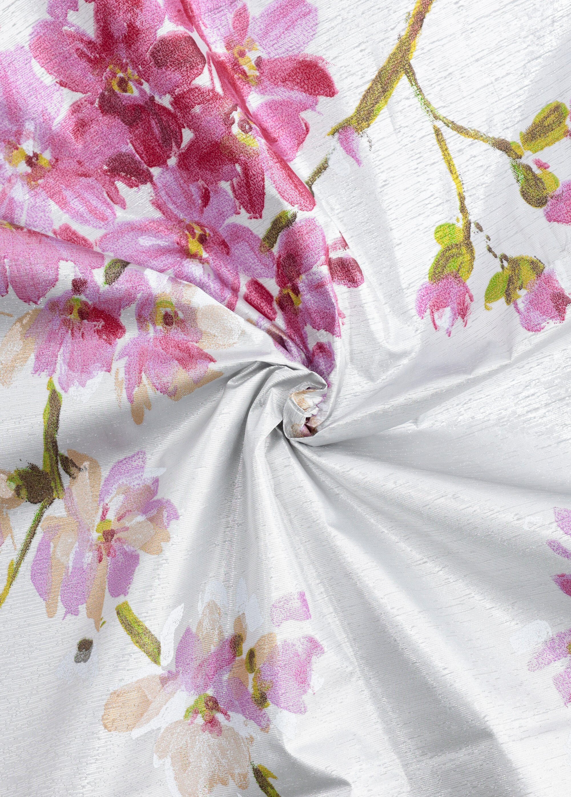 Coupon tissu ameublement taffetas fleurs