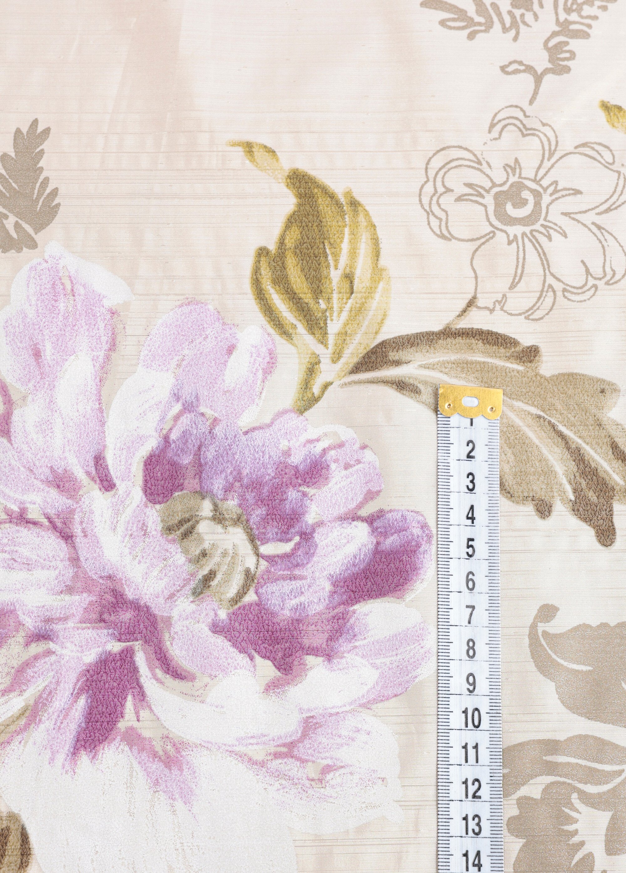 Coupon tissu ameublement taffetas fleurs