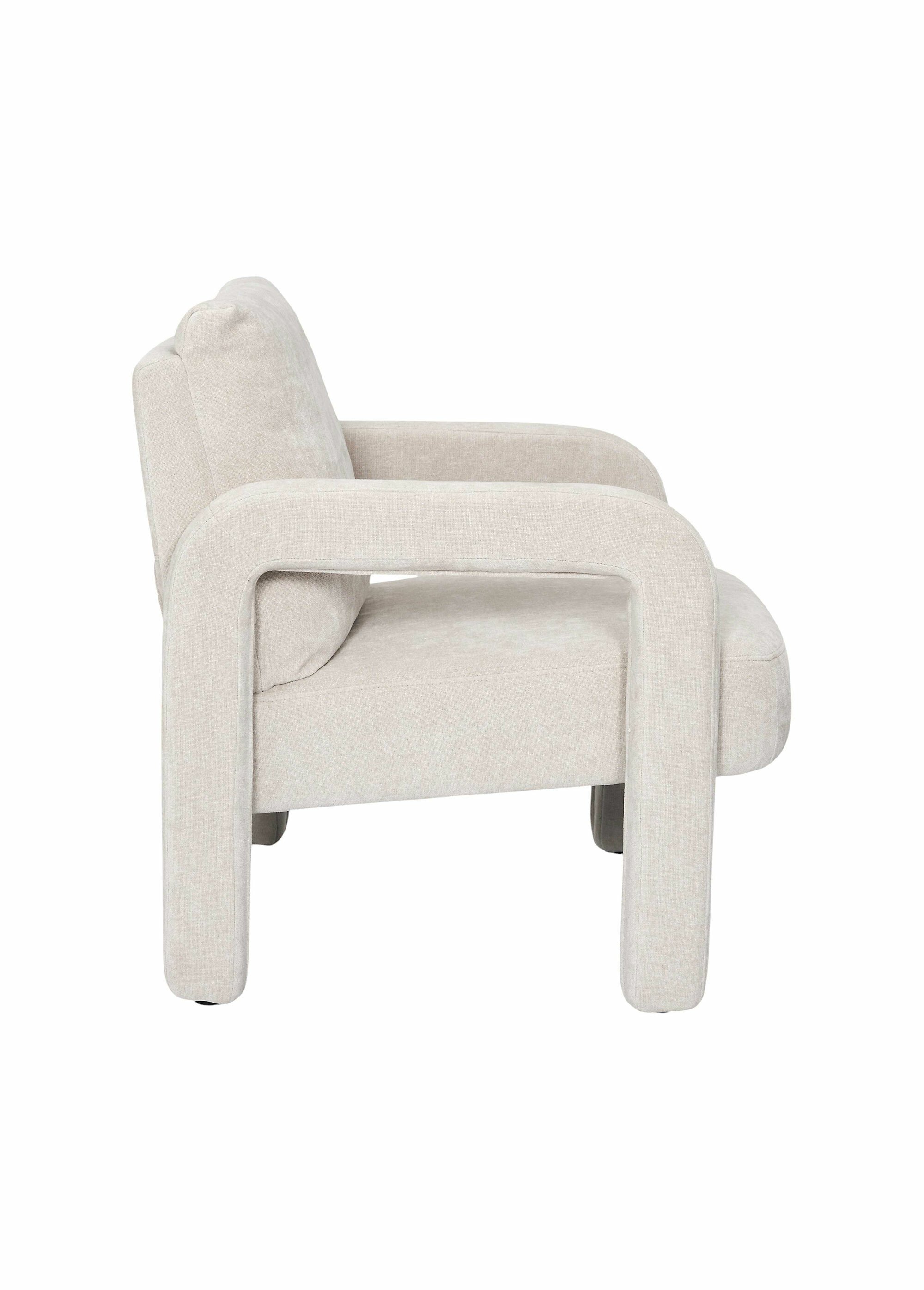Fauteuil bas en tissu maille chenille BLANC CMP-HD7798 DE1