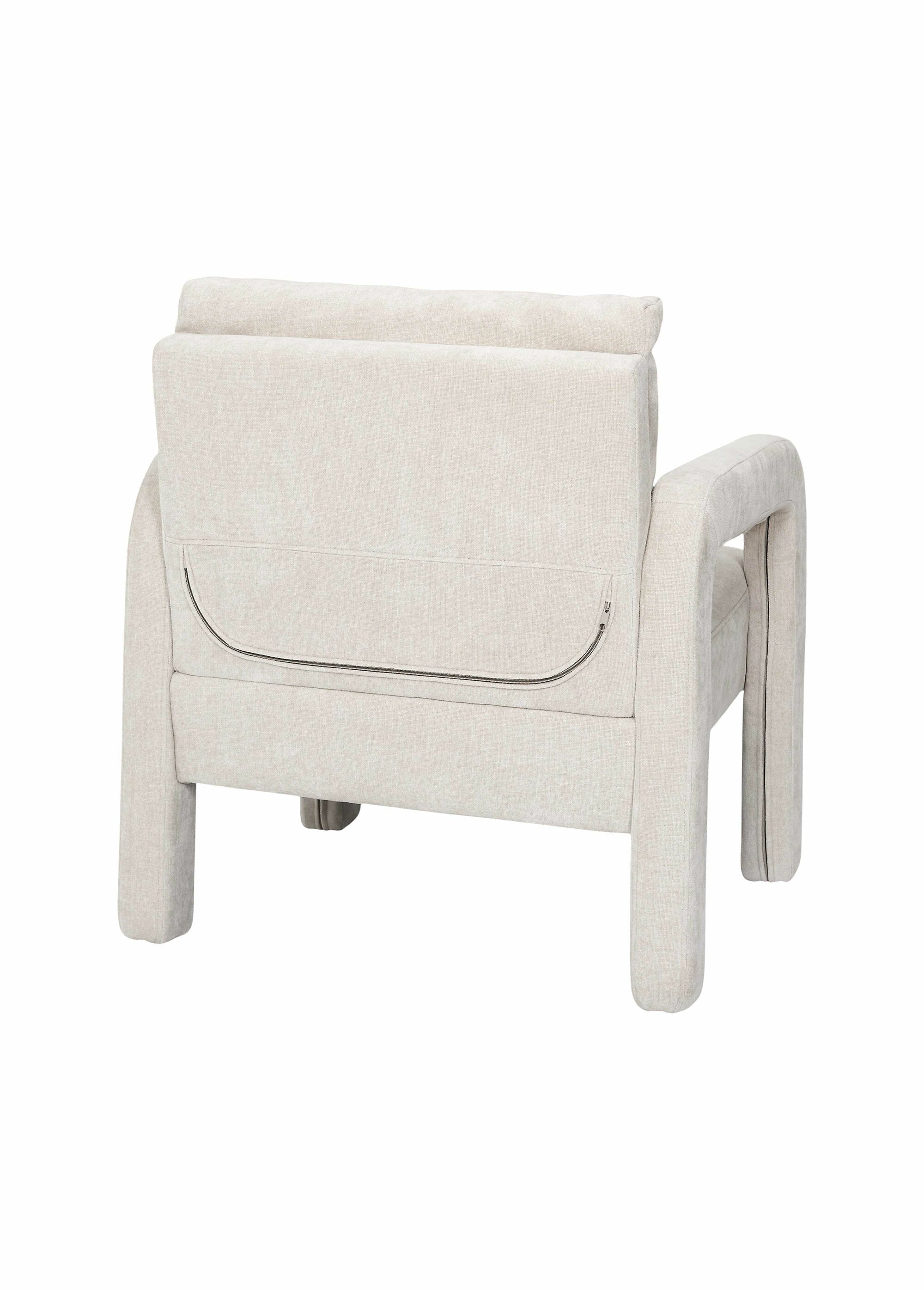Fauteuil bas en tissu maille chenille BLANC CMP-HD7798 DO1