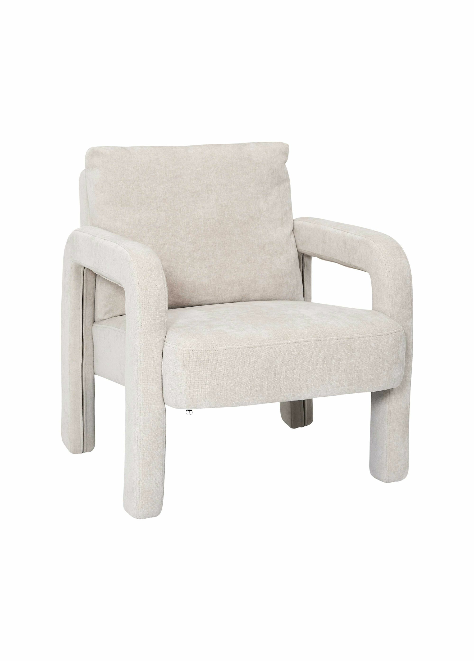 Fauteuil bas en tissu maille chenille BLANC CMP-HD7798 FA1