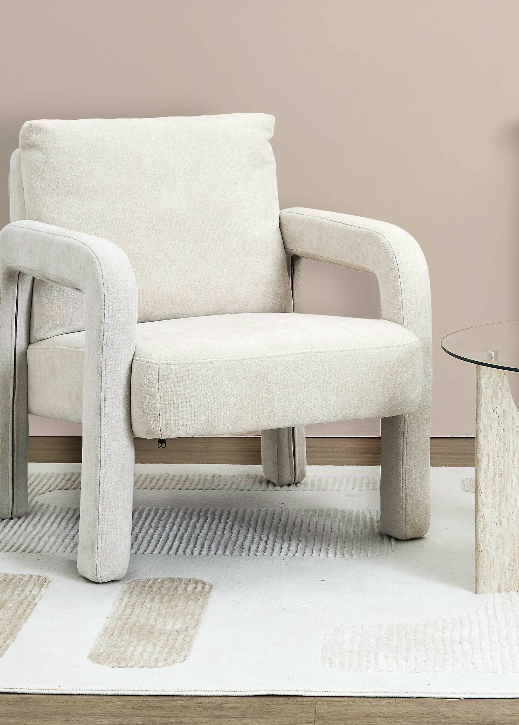 Fauteuil bas en tissu maille chenille BLANC CMP-HD7798 SI1