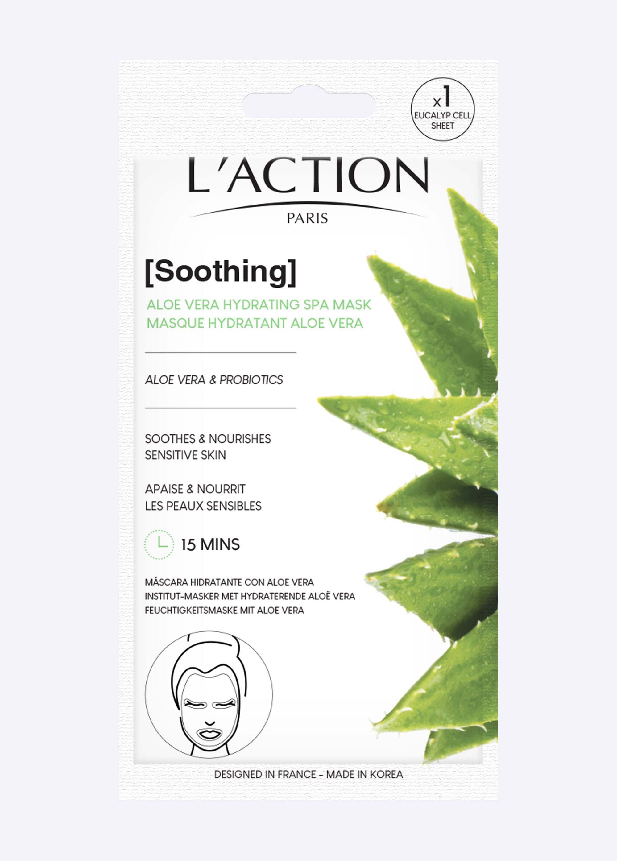 Lot de 3 masques Institut Aloe Vera hydratant - l'Action Vert GALOEVERA DE1