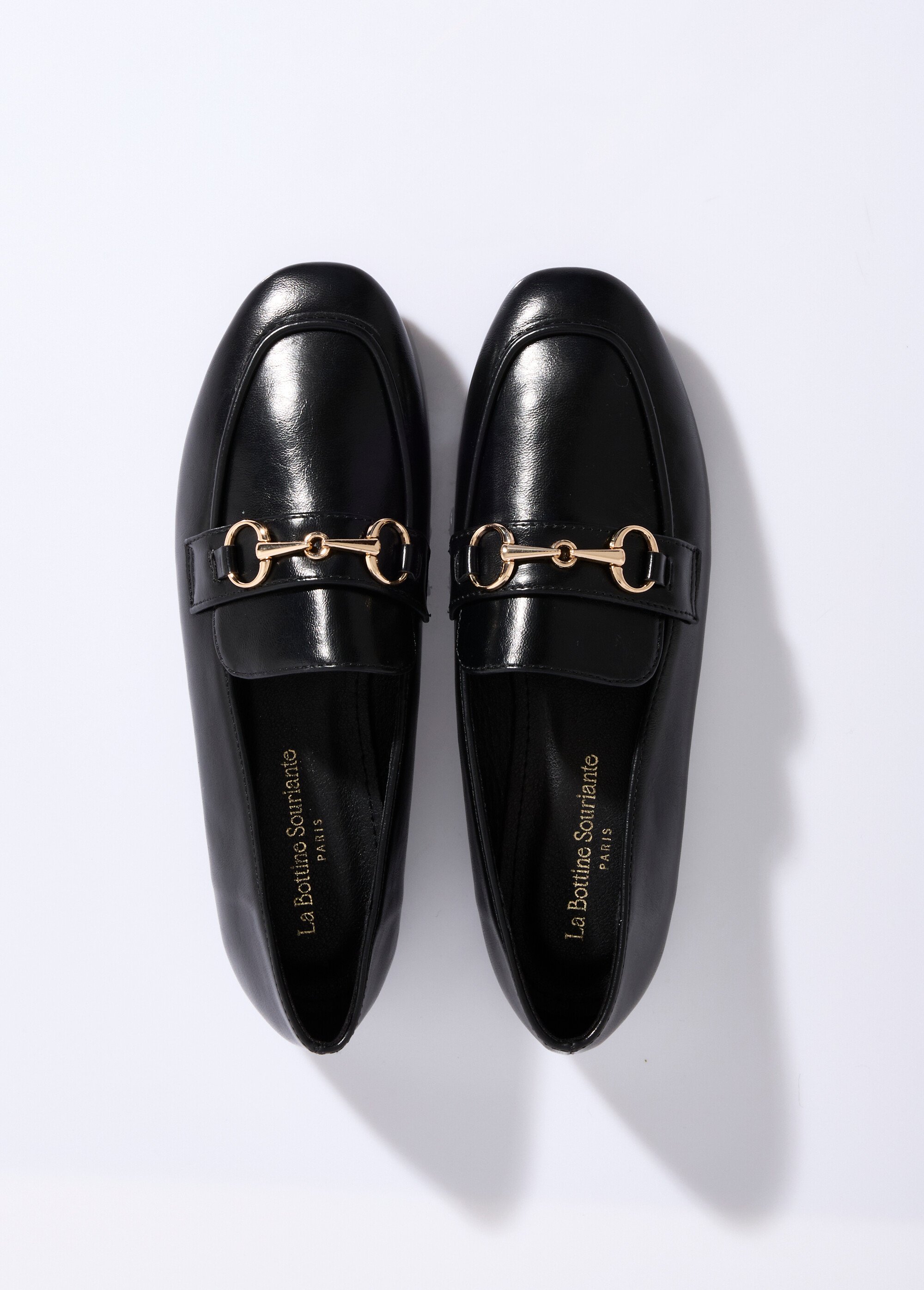 Mocassins chic bout carré, patte métal Femme Noir LBS-BNJ9831 OV1