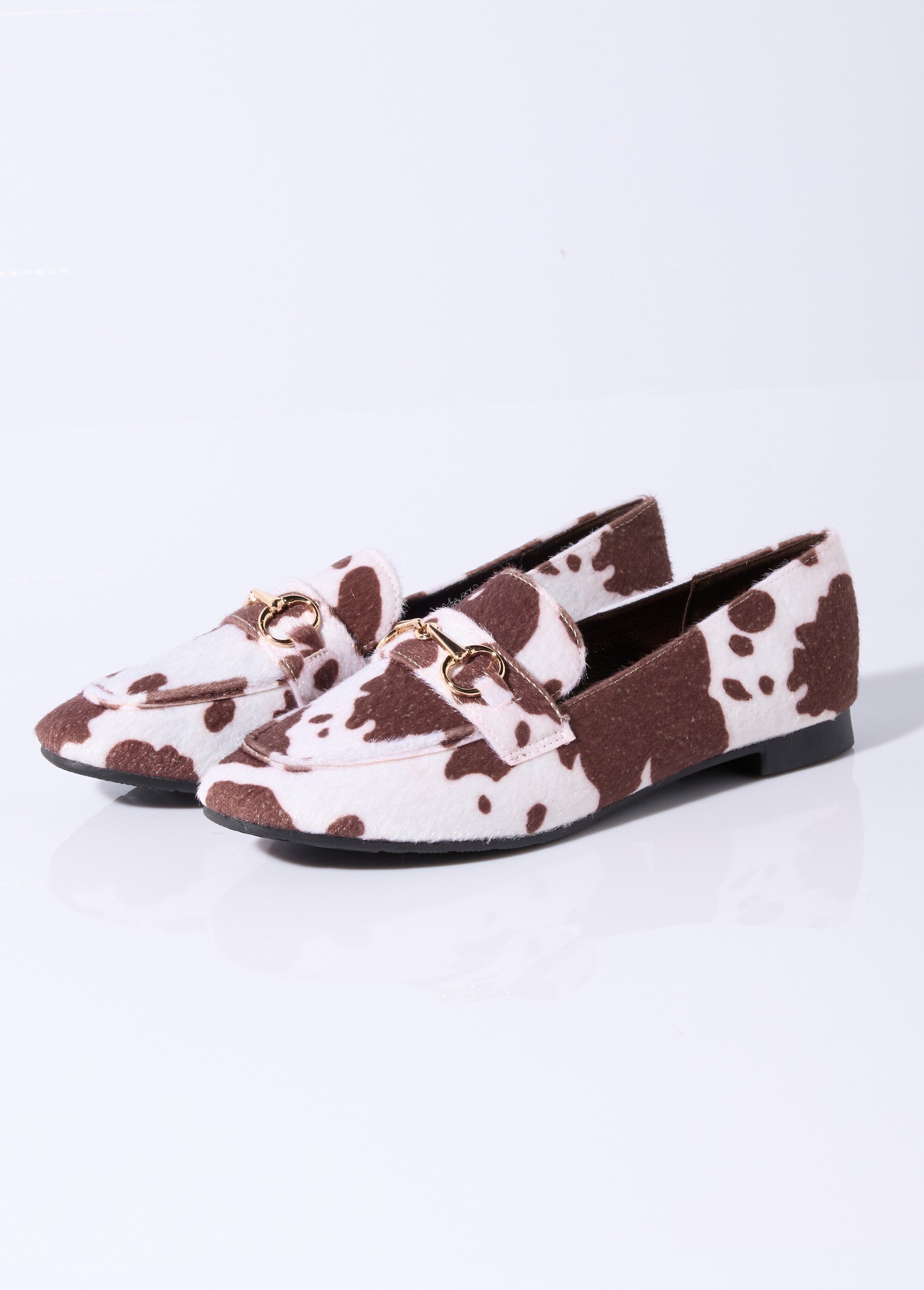 Mocassins chic bout carré, patte métal Femme MARRON BLANC LBS-BNJ9831 DE1